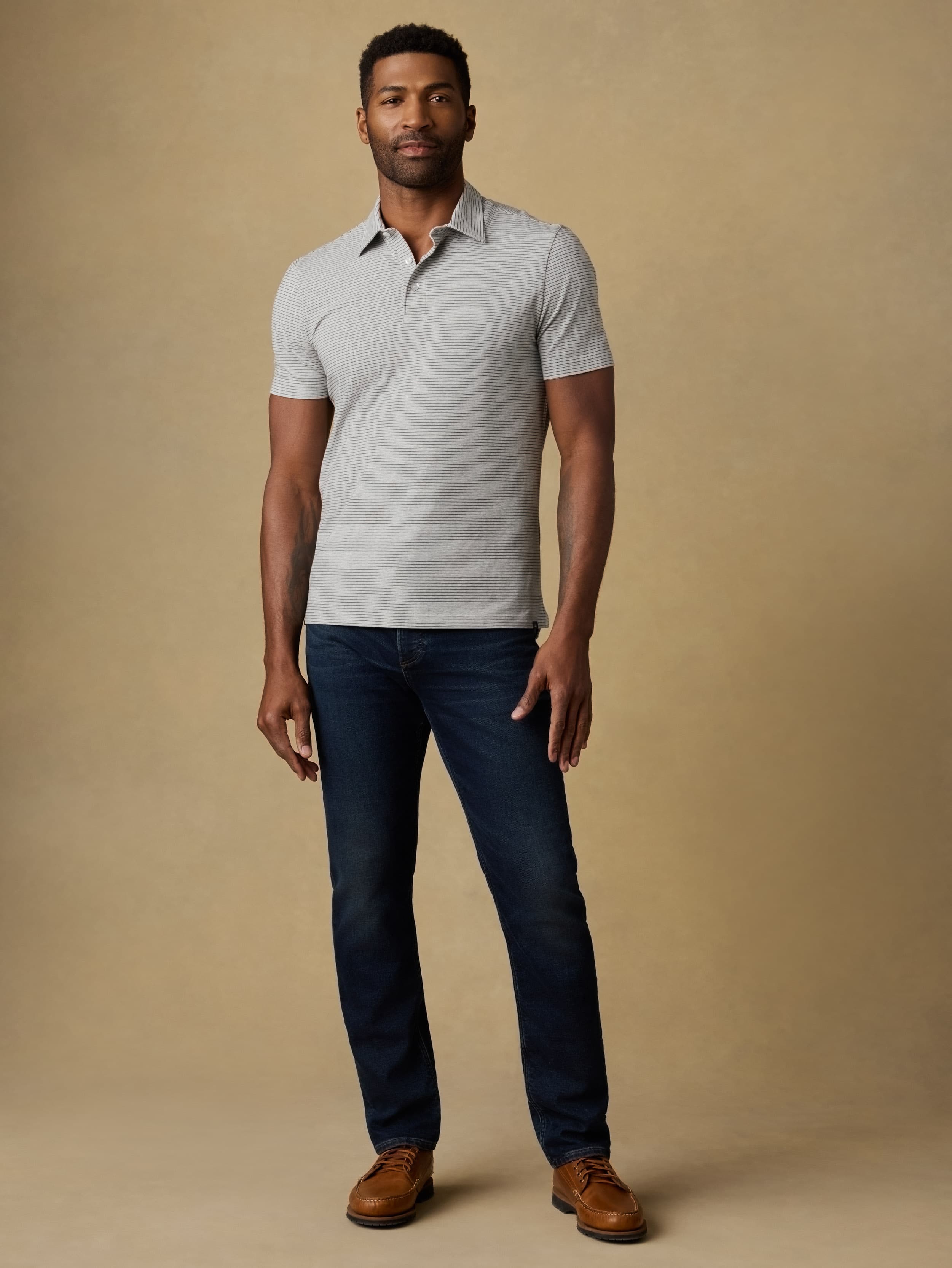 Short-Sleeve Movementâ„?Polo - Dark Cloud Stripe