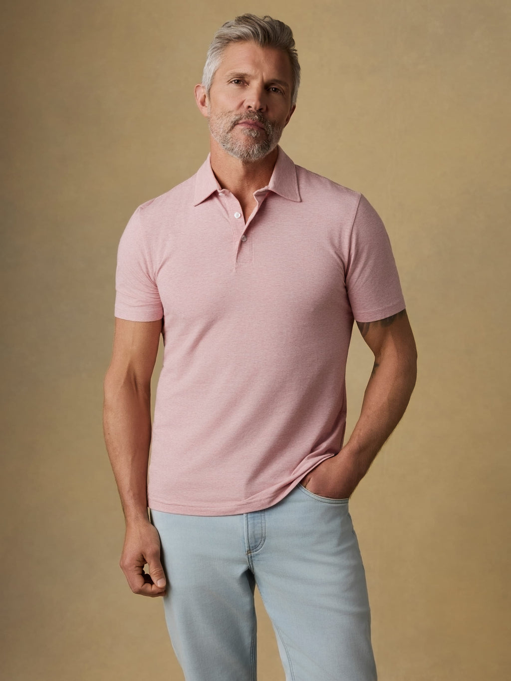 Short-Sleeve Movementâ„?Polo - Ivory Rose Feeder
