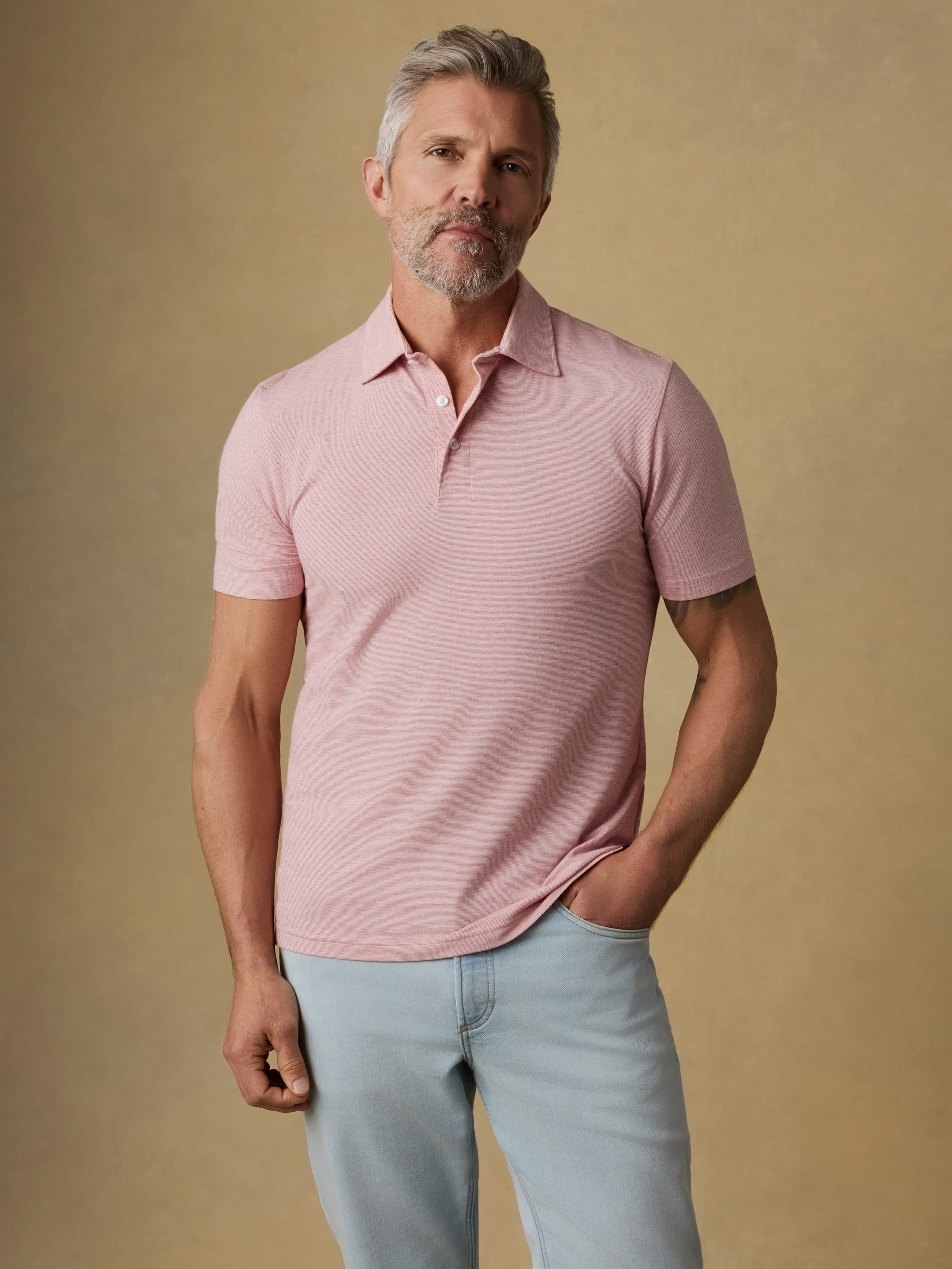 Short-Sleeve Movementâ„?Polo - Ivory Rose Feeder