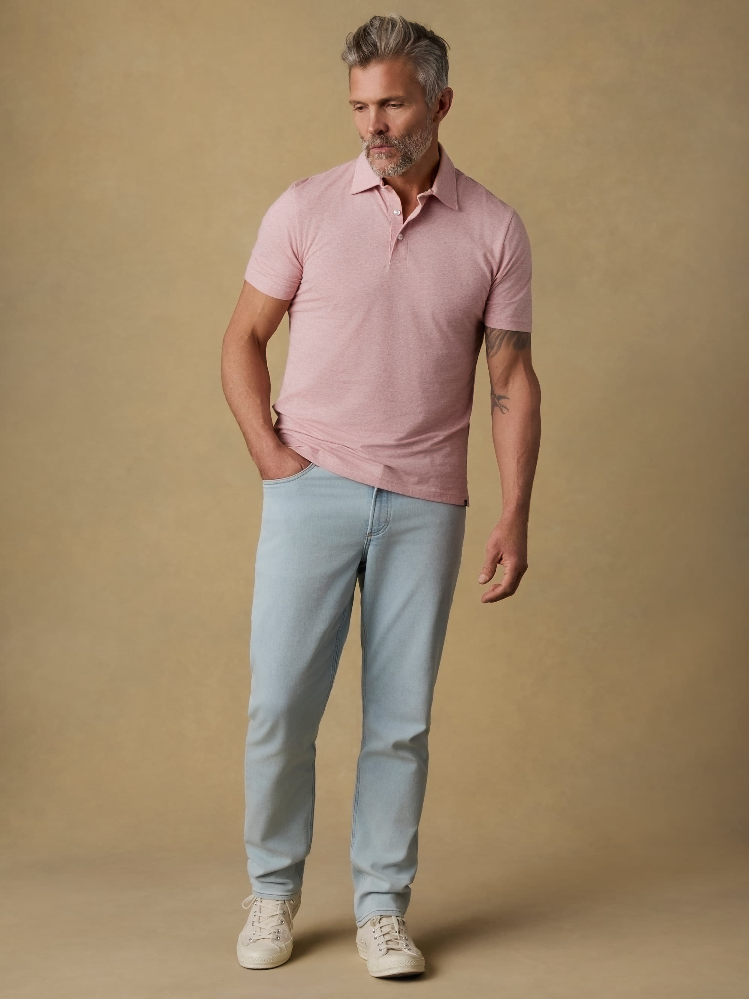 Short-Sleeve Movementâ„?Polo - Ivory Rose Feeder