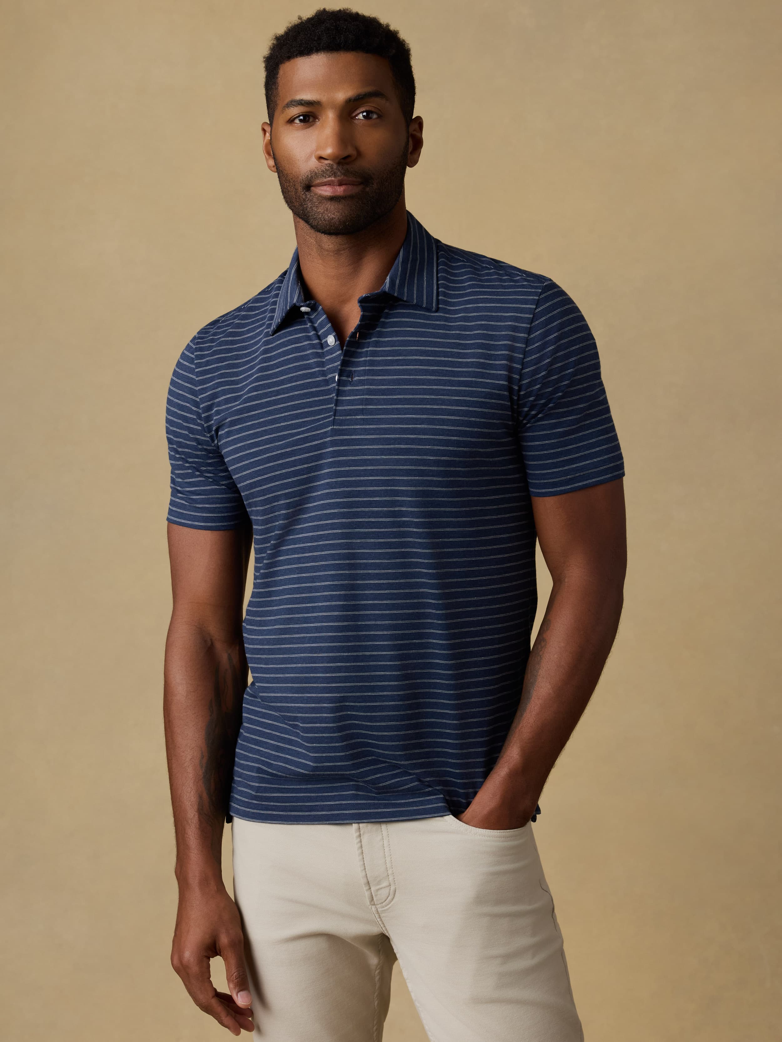 Short-Sleeve Movementâ„?Polo - Ravine Waters Stripe