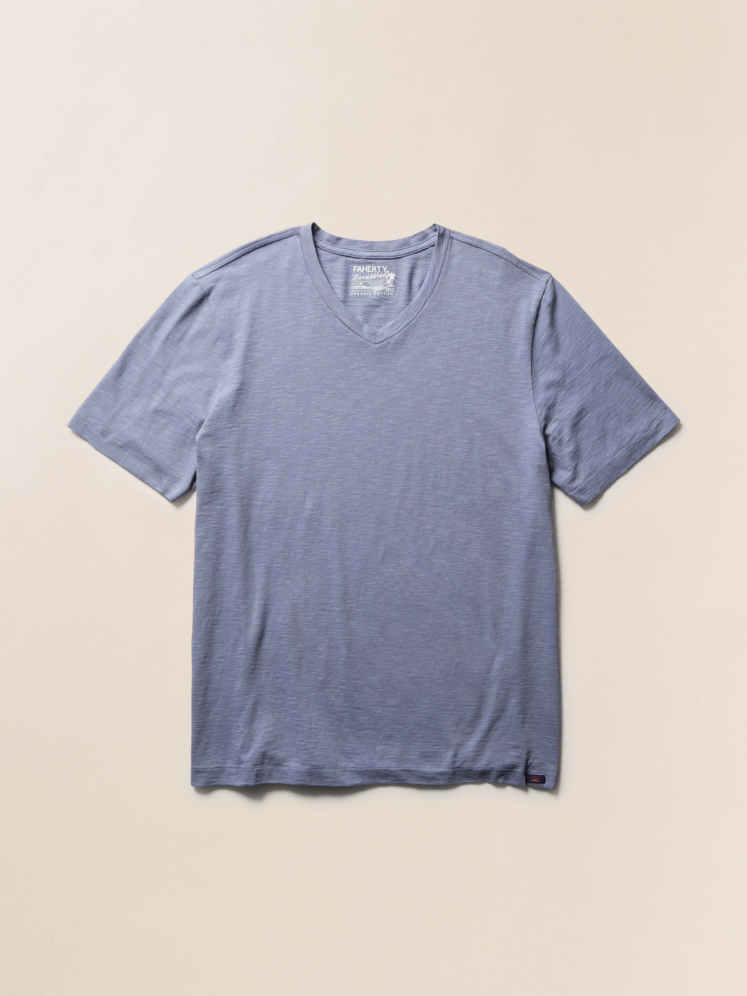 Short-Sleeve Sunwashed V-Neck Tee - Flint