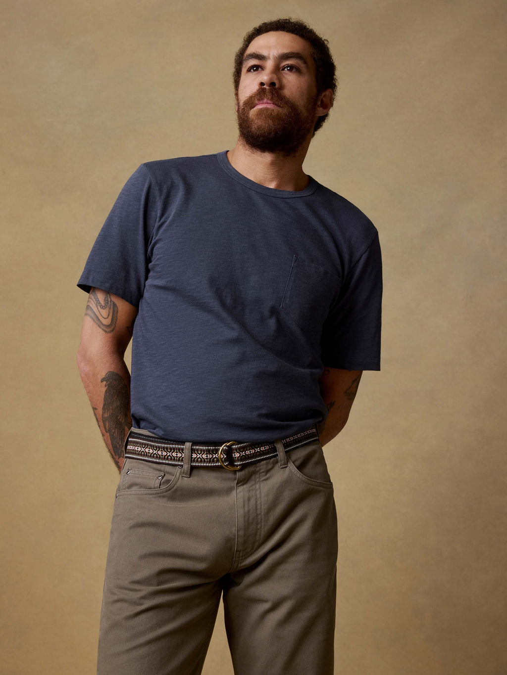 Sunwashed Regenerative Pocket Tee - Dune Navy