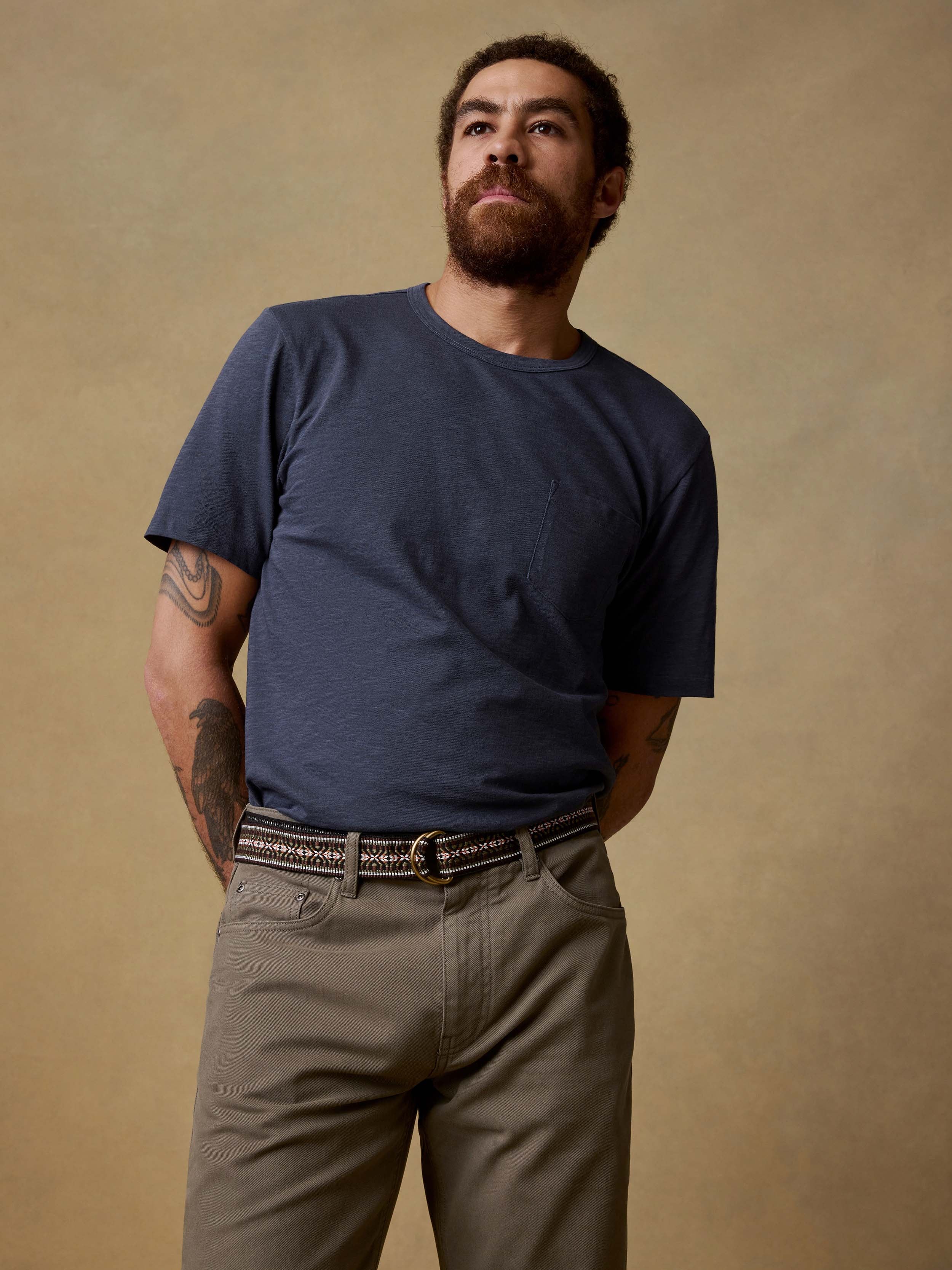 Sunwashed Regenerative Pocket Tee - Dune Navy