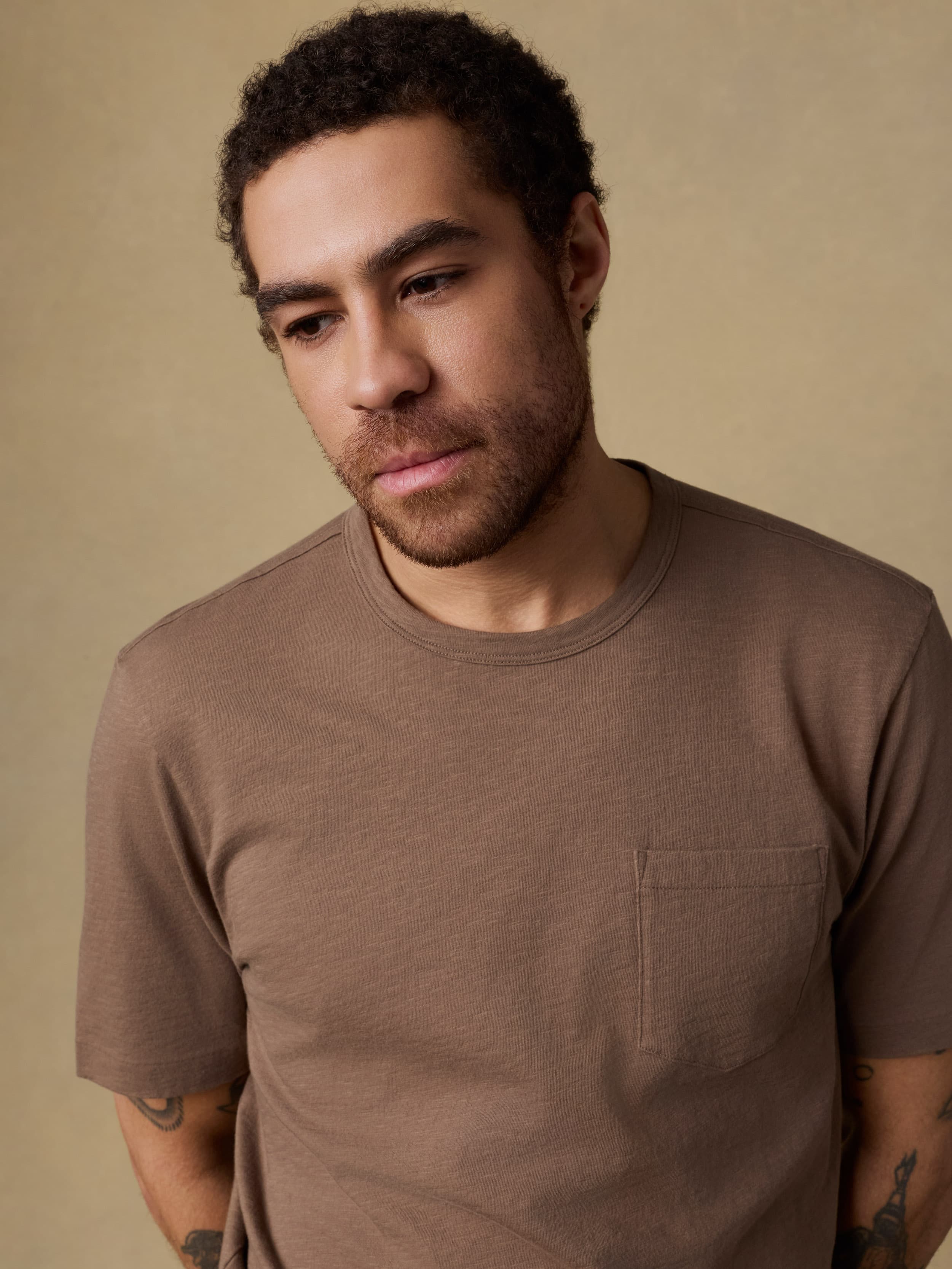Sunwashed Regenerative Pocket Tee - Island Brown