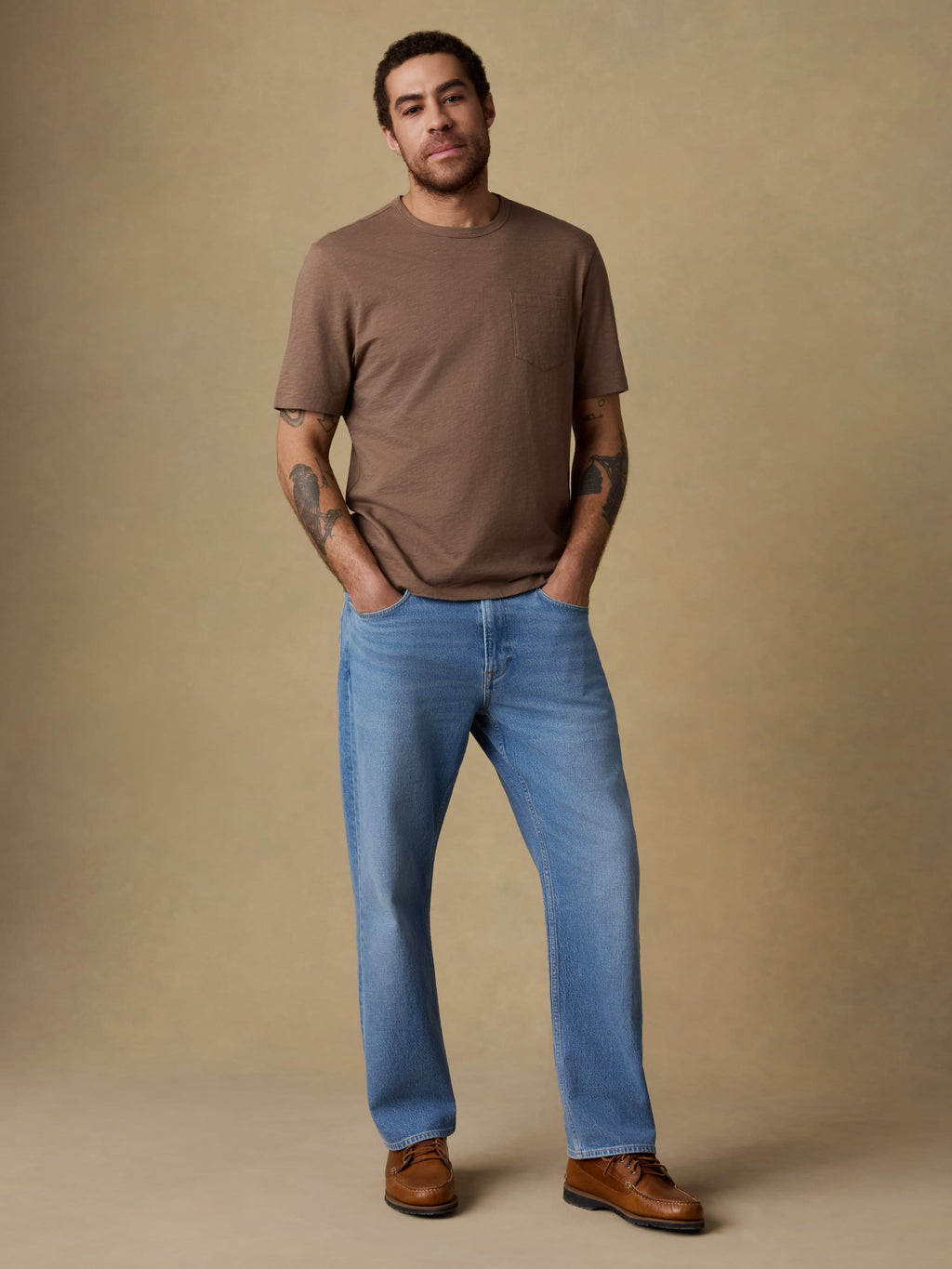 Sunwashed Regenerative Pocket Tee - Island Brown