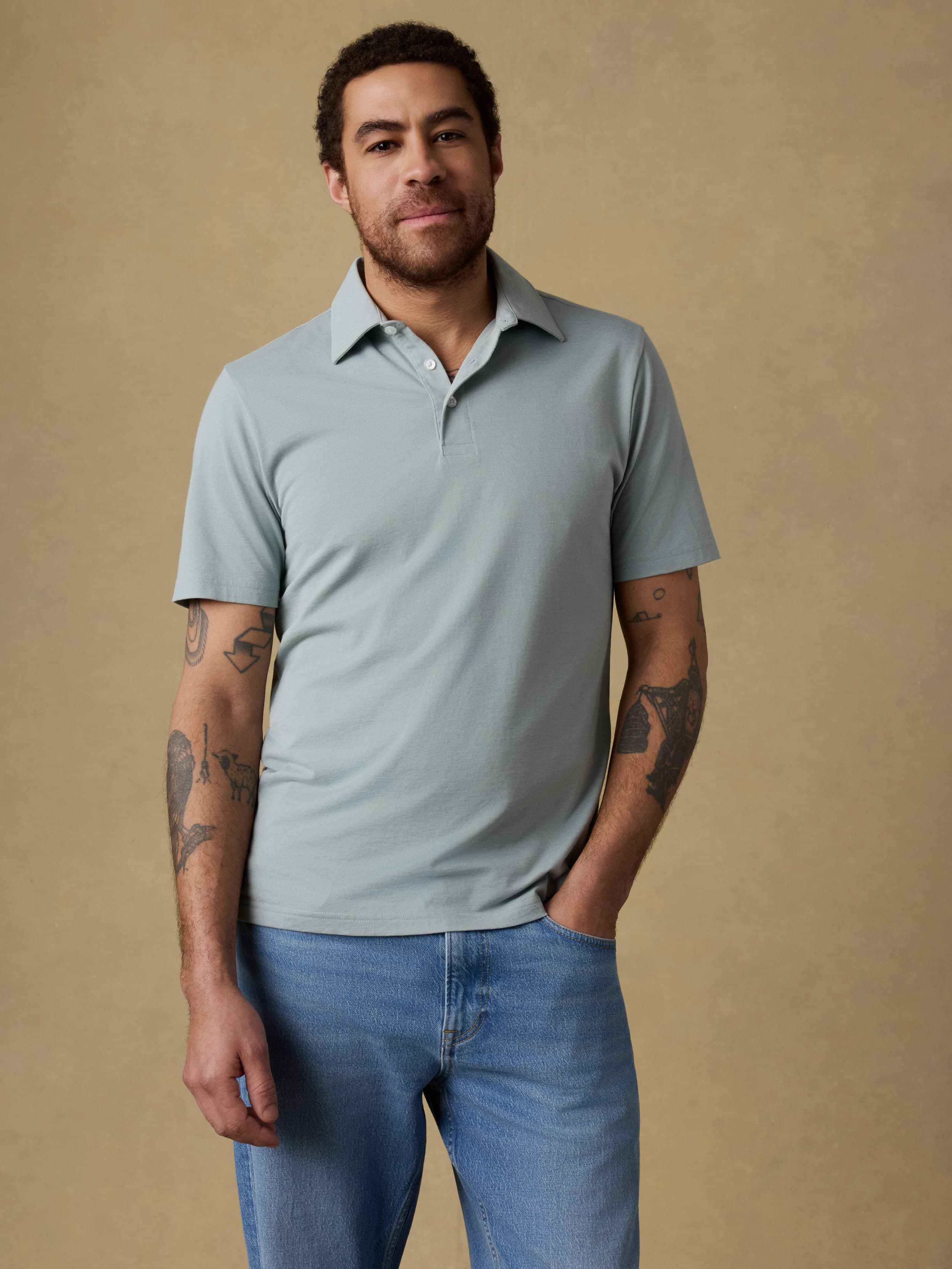 Short-Sleeve Movementâ„?Pique Polo - Aspen Green Melange