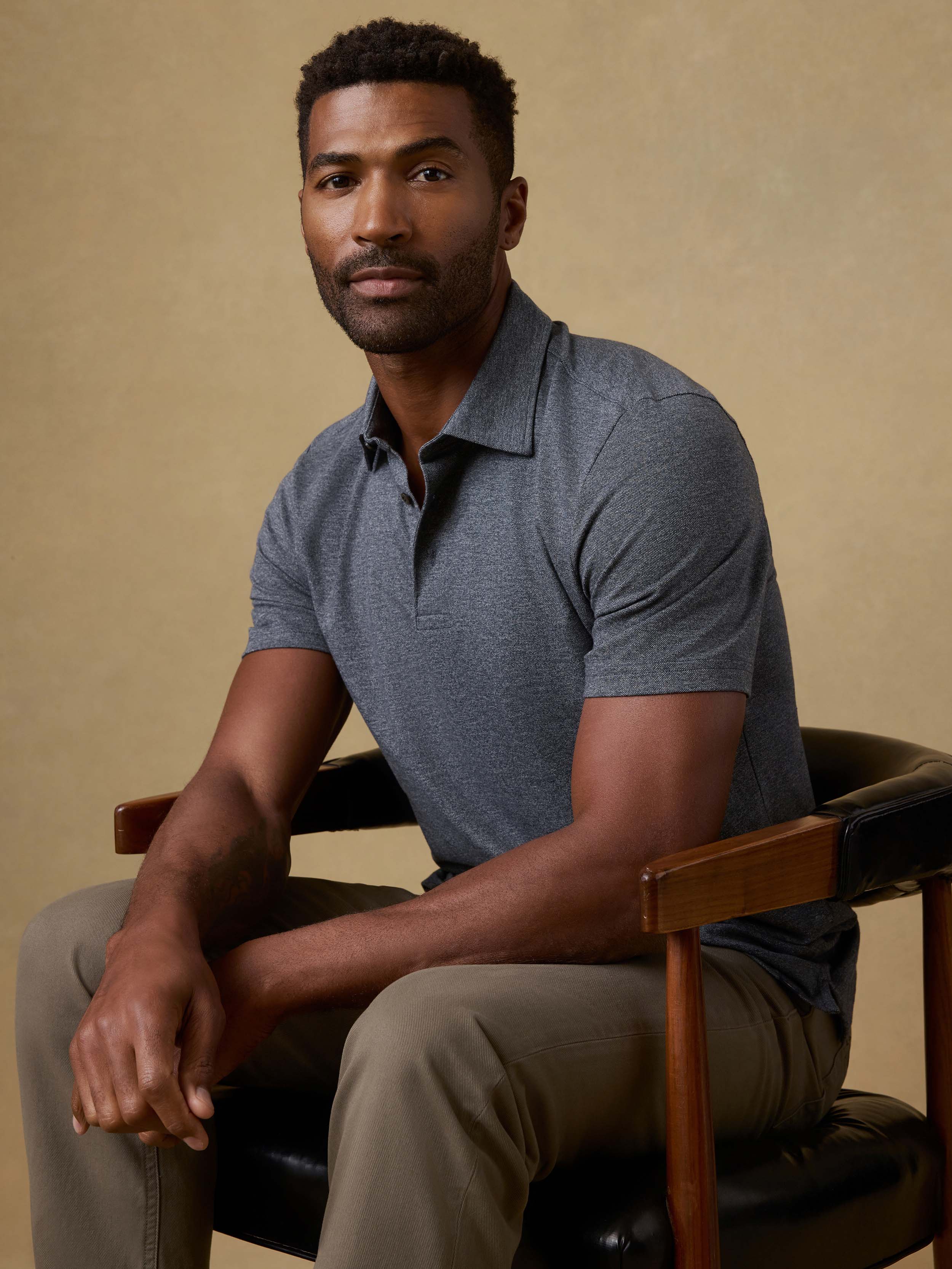 Short-Sleeve Movementâ„?Pique Polo - Dusty Iron Heather