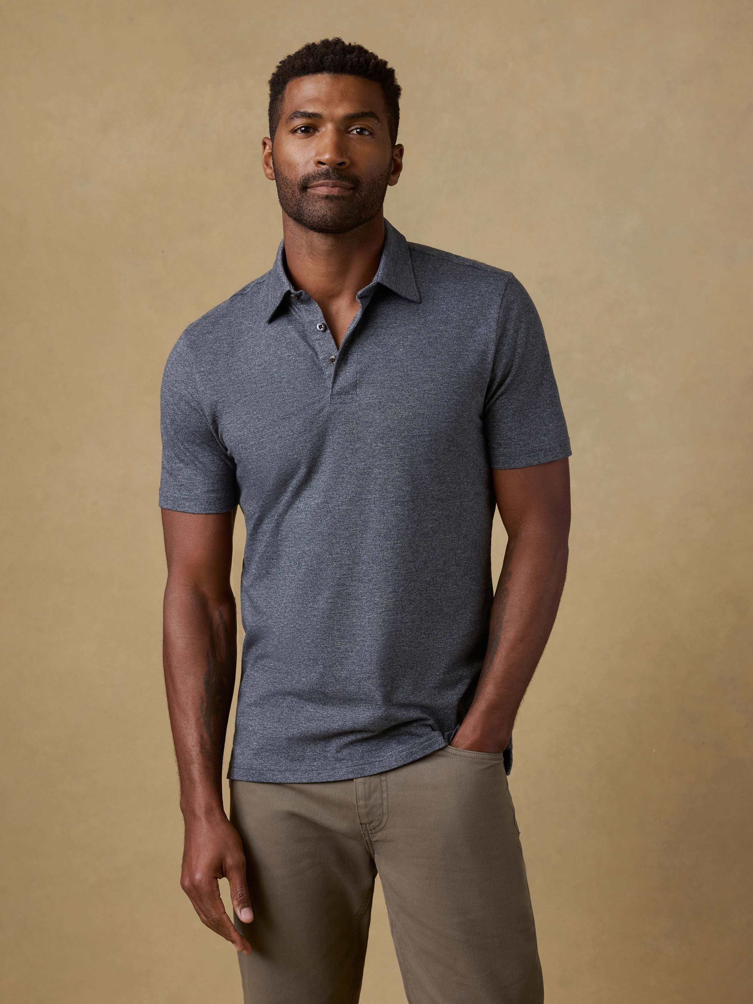 Short-Sleeve Movementâ„?Pique Polo - Dusty Iron Heather
