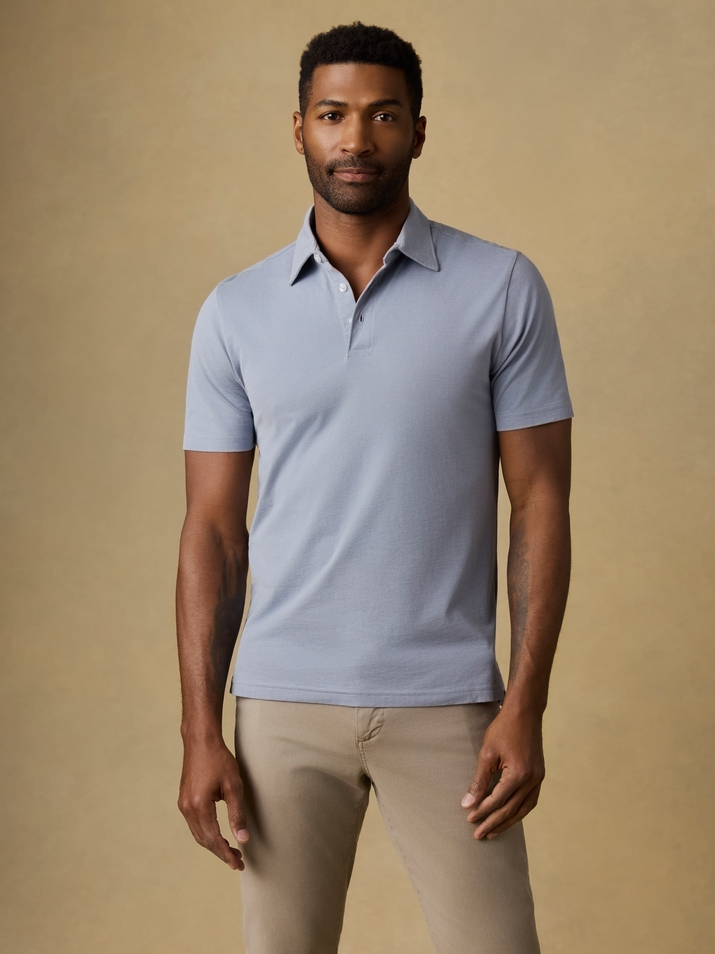Short-Sleeve Movementâ„?Pique Polo - Flint White Melange