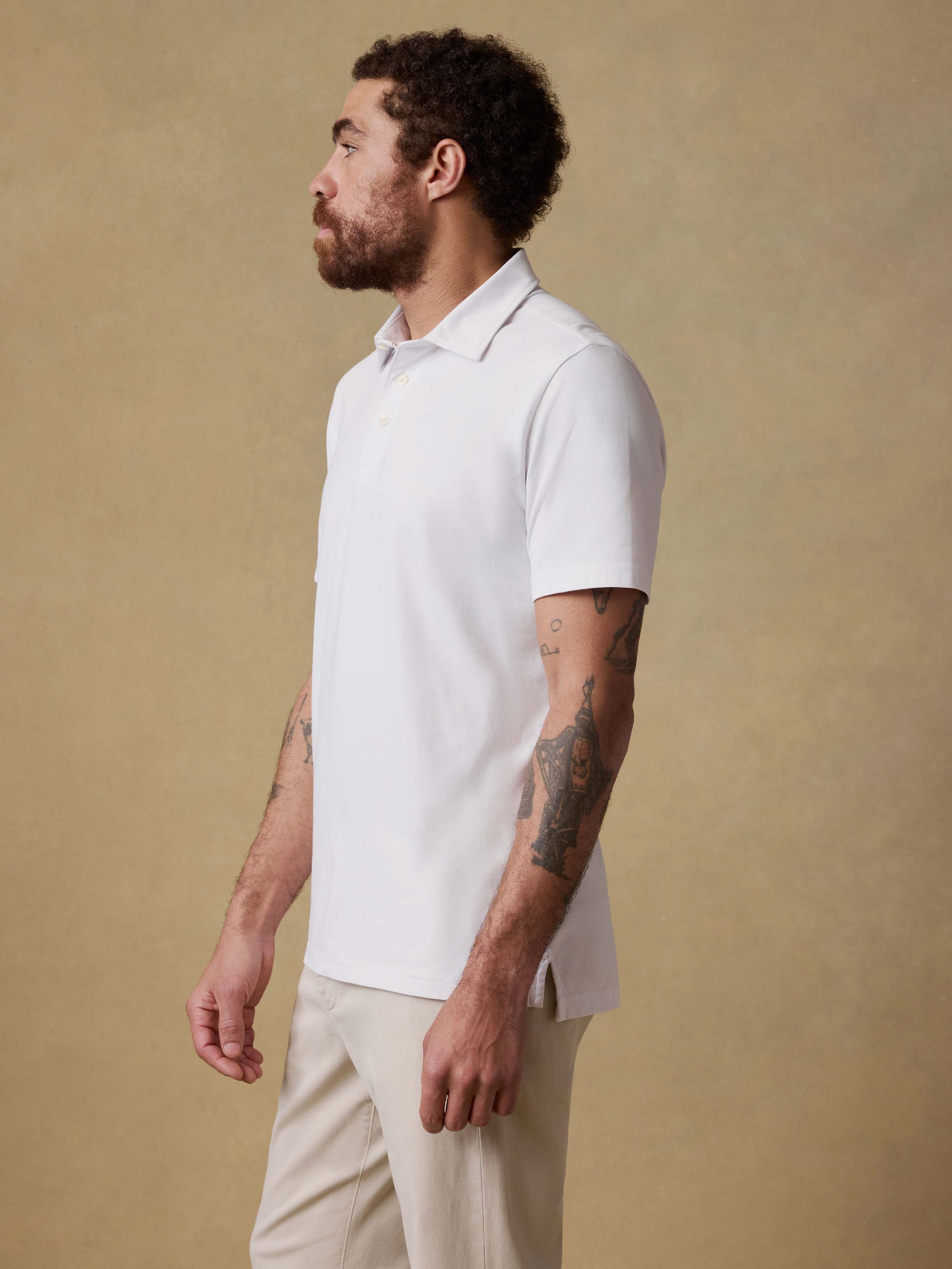 Short-Sleeve Movementâ„?Pique Polo - Pure White
