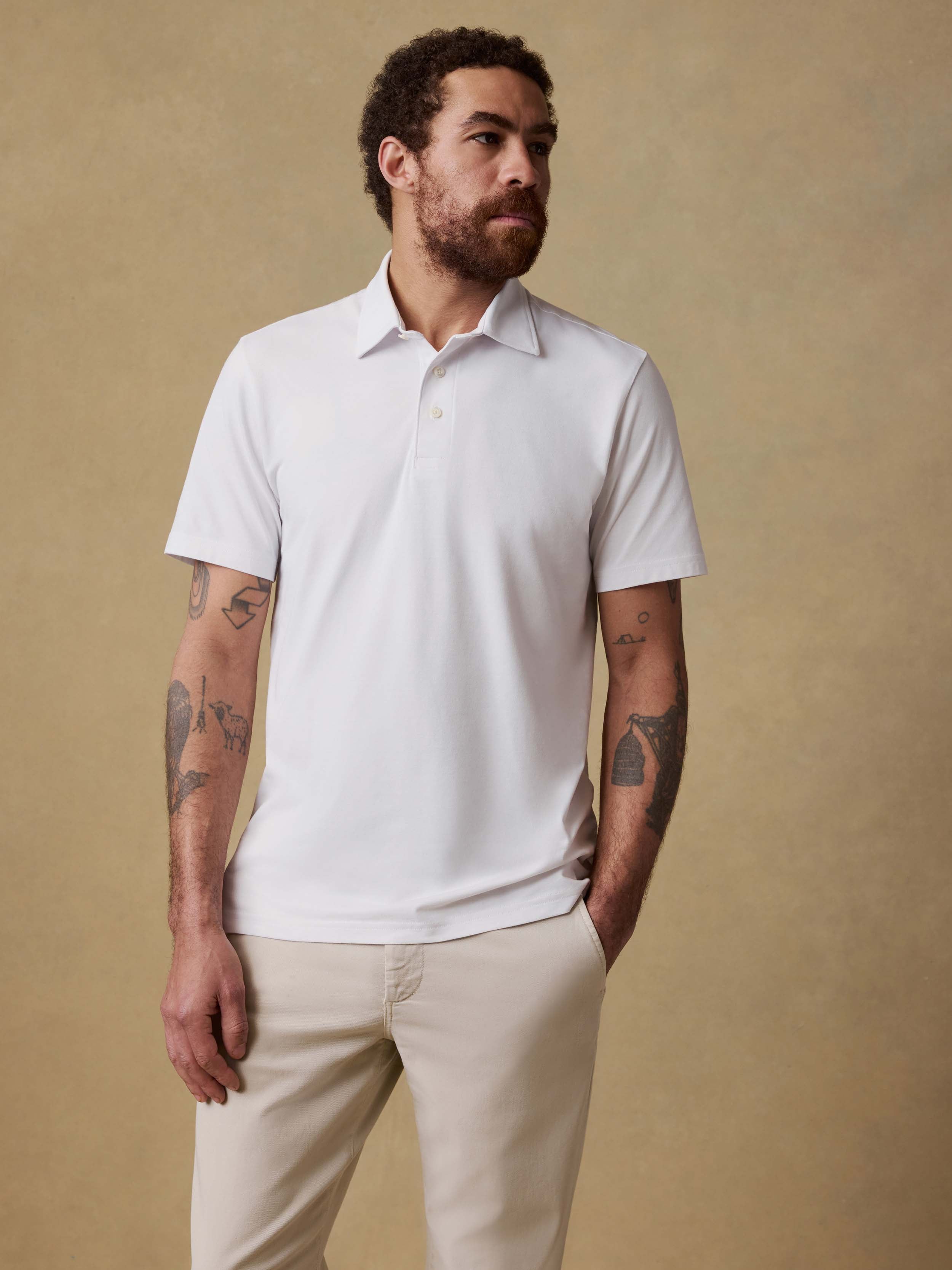 Short-Sleeve Movementâ„?Pique Polo - Pure White