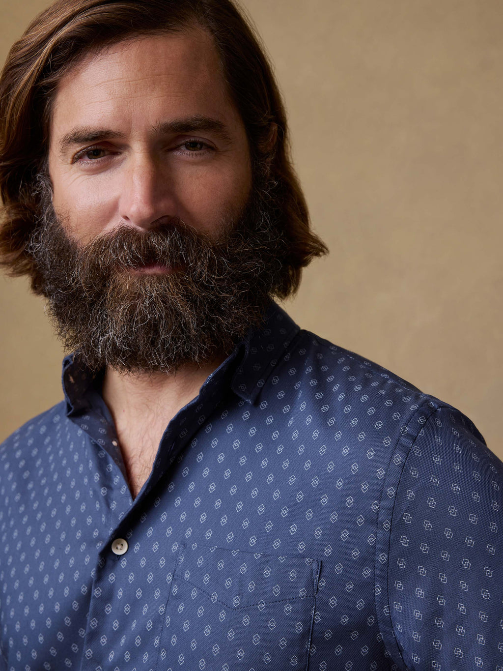 Short-Sleeve Movementâ„?Monterey Shirt - Navy Dusk Diamond