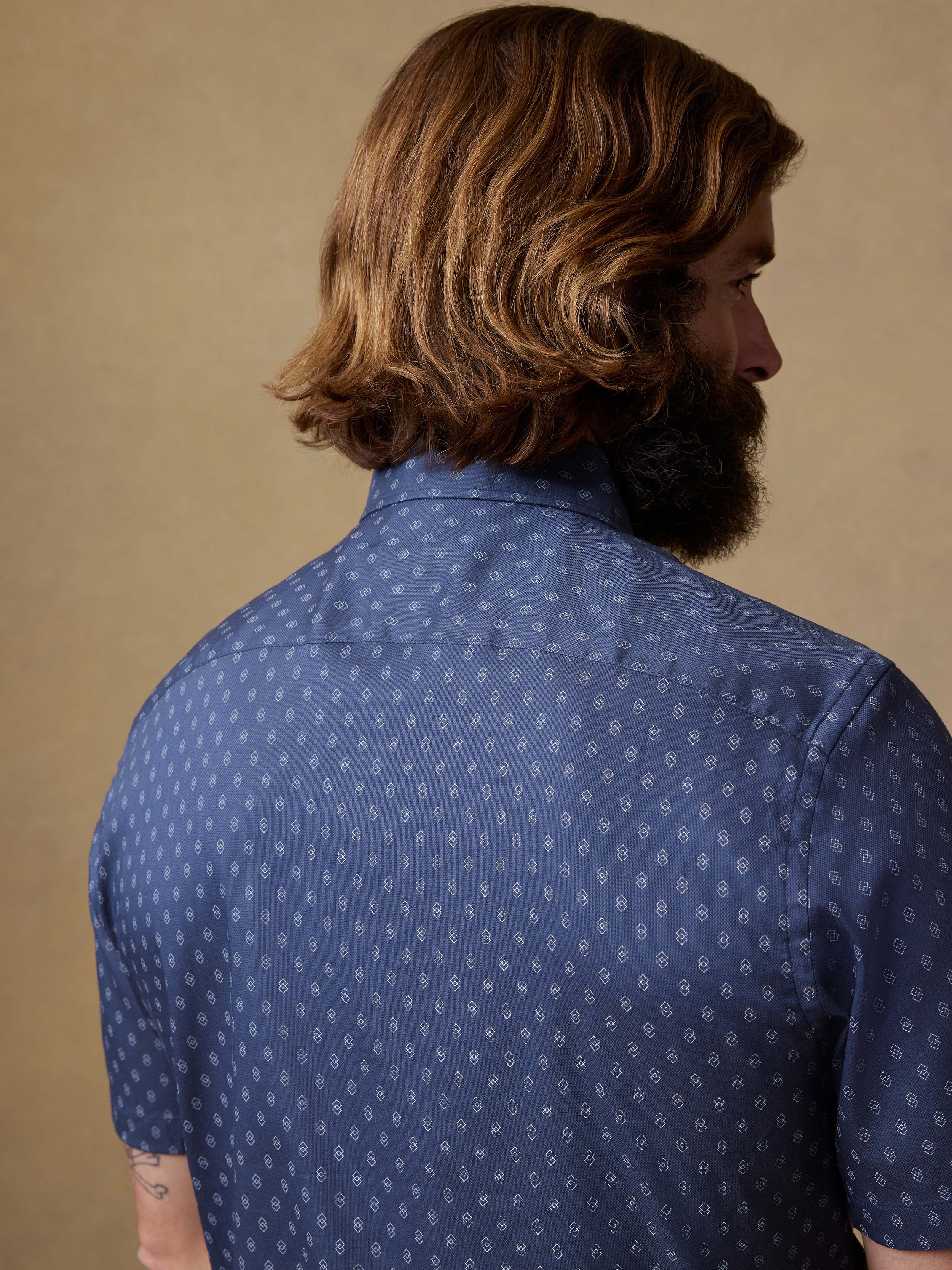 Short-Sleeve Movementâ„?Monterey Shirt - Navy Dusk Diamond