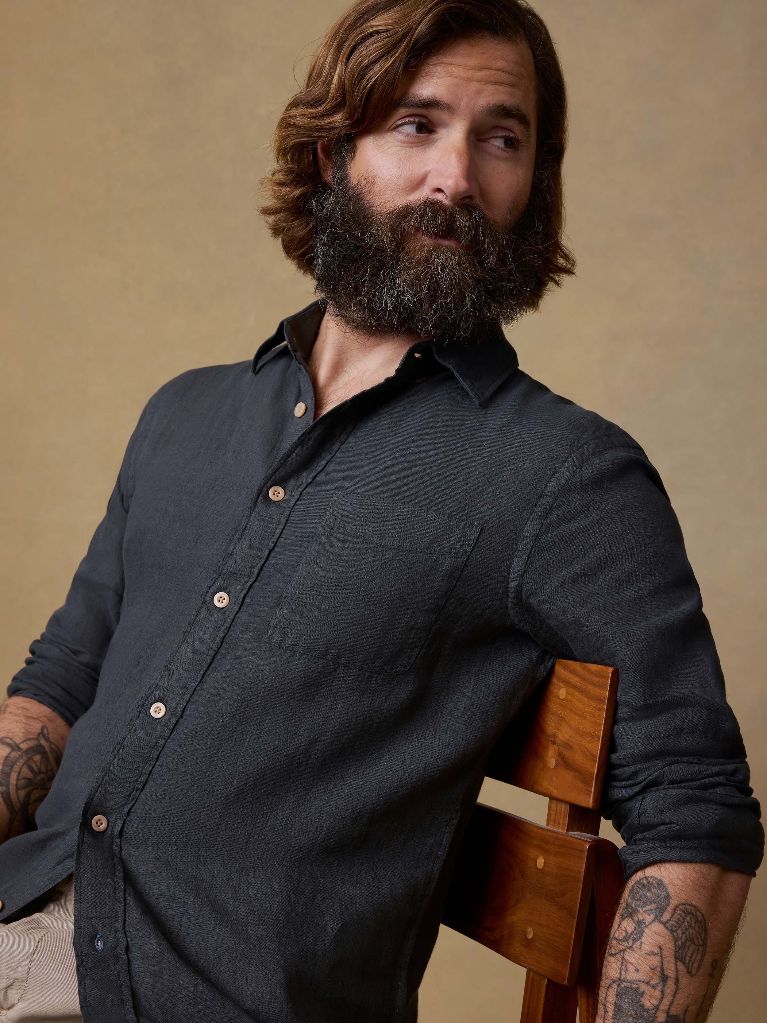 Laguna Linen Shirt - Washed Black