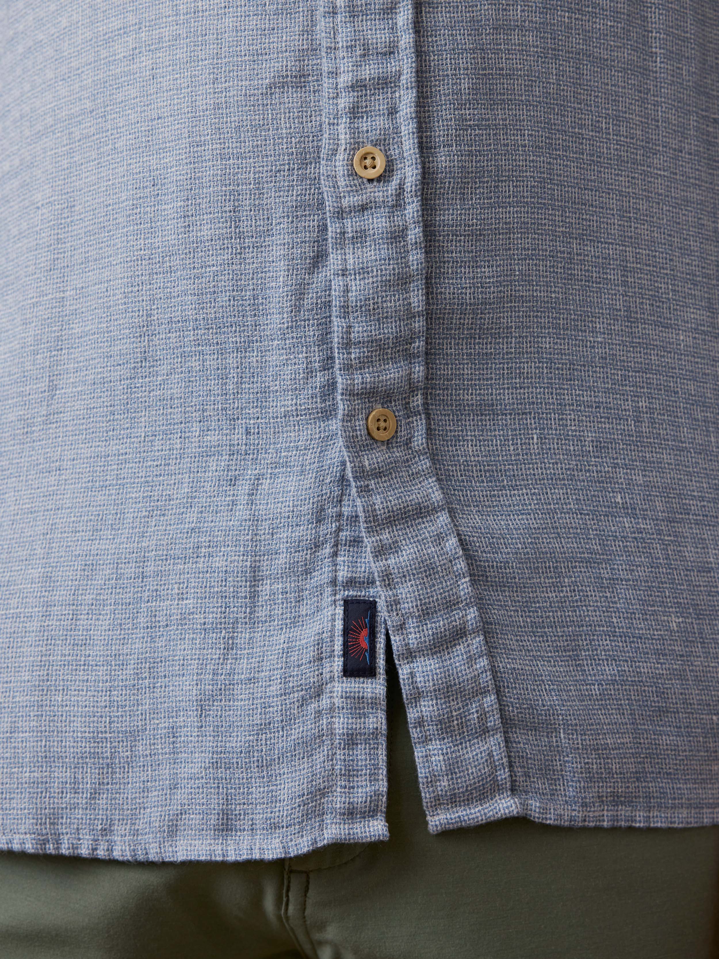 Short-Sleeve Palma Linen Shirt - Blue Basketweave