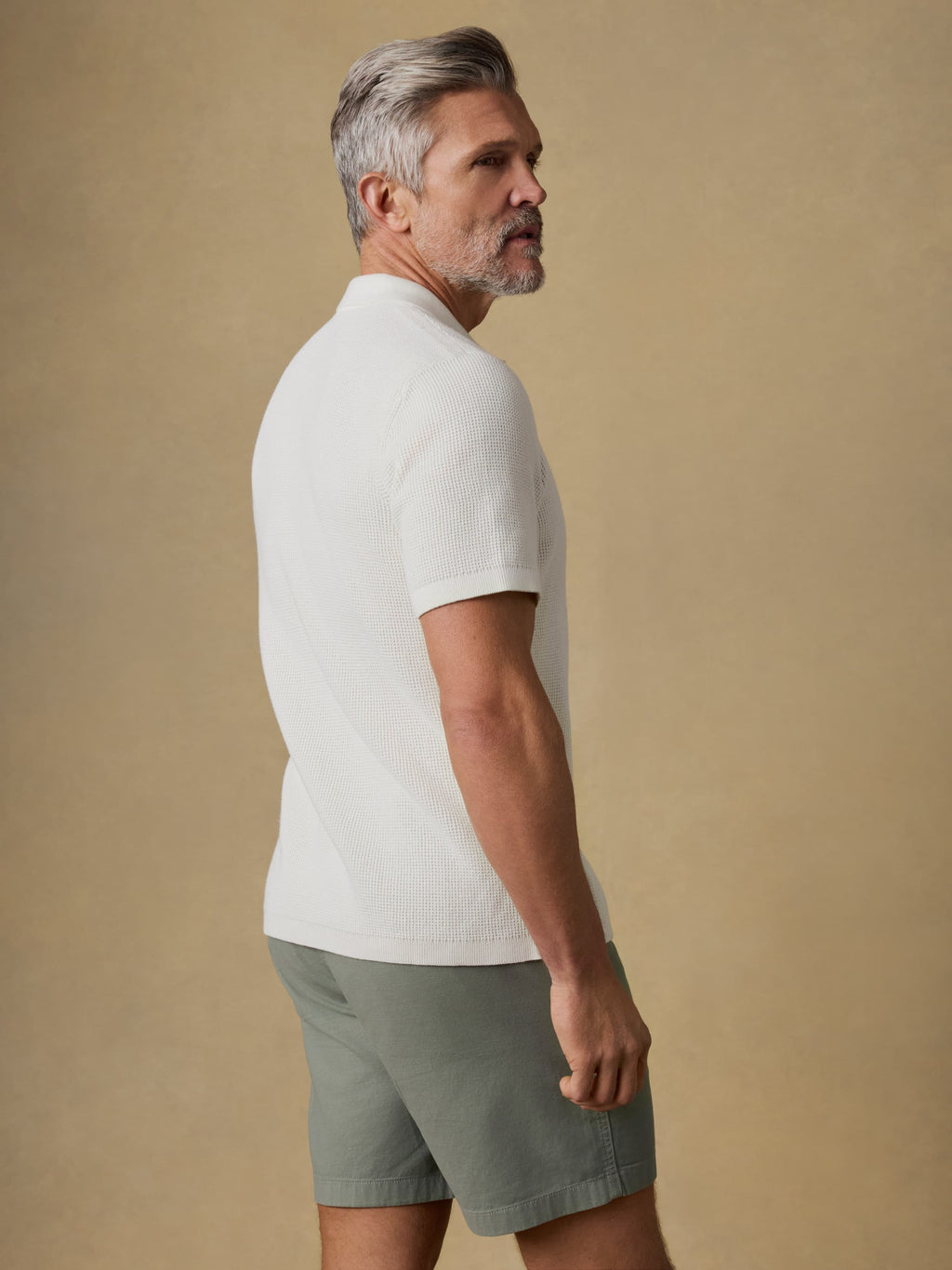 Short-Sleeve Sunwashed Sweater Shirt - White Shell