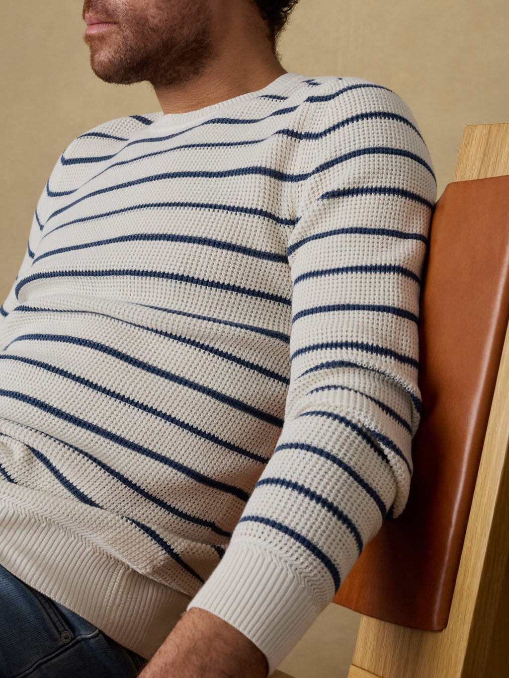 Sunwashed Crewneck Sweater - Ivory Night Stripe