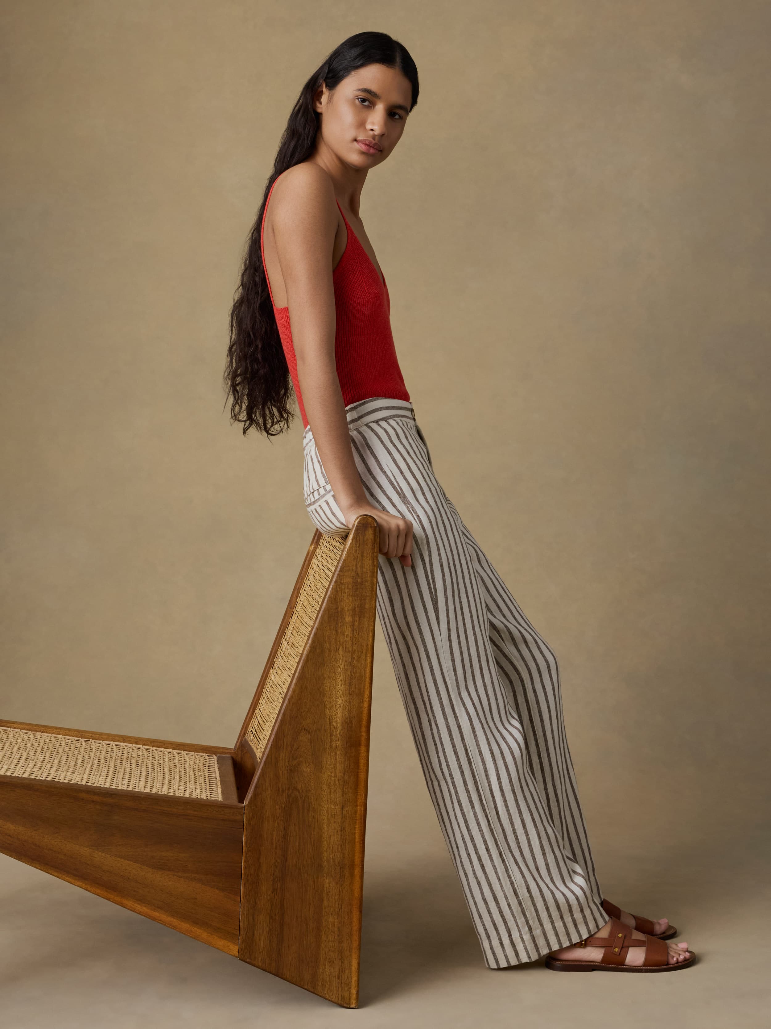 Sun Strider Linen Pant - Cocoa Grove Stripe