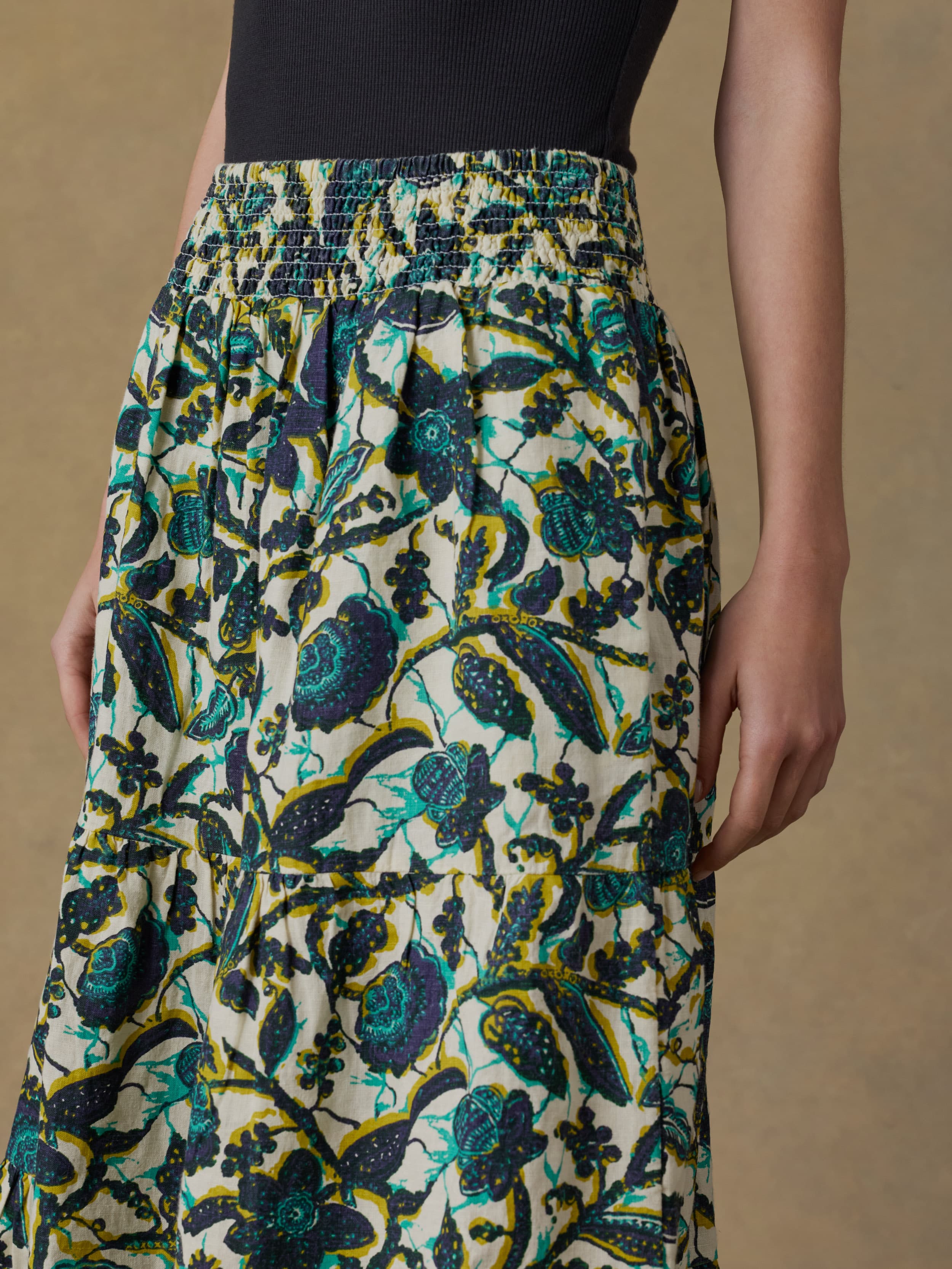 Montecito Linen Maxi Skirt - Tropics
