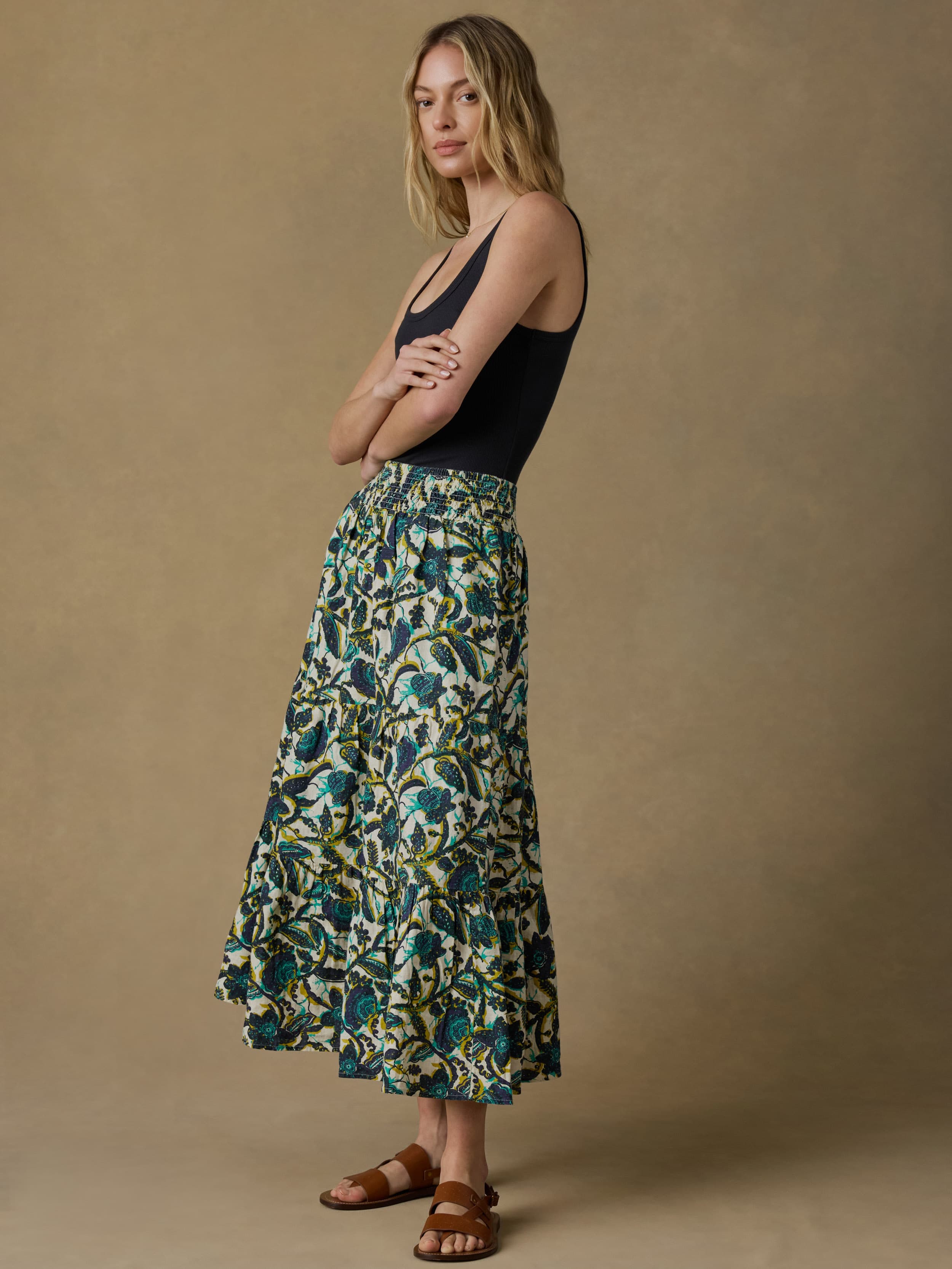 Montecito Linen Maxi Skirt - Tropics