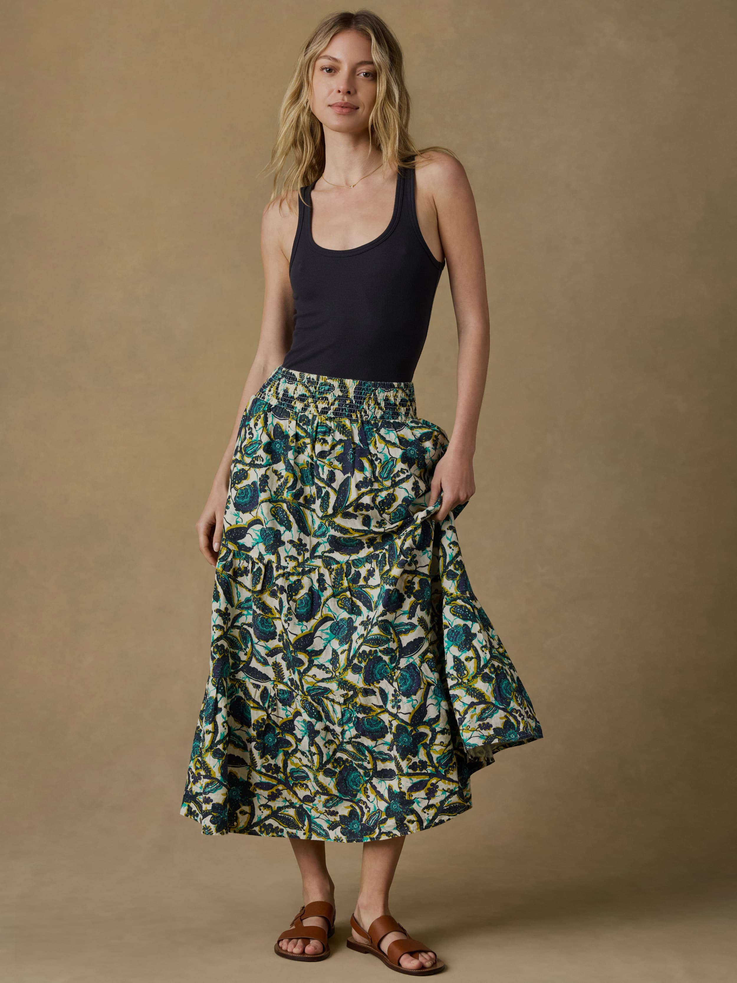 Montecito Linen Maxi Skirt - Tropics