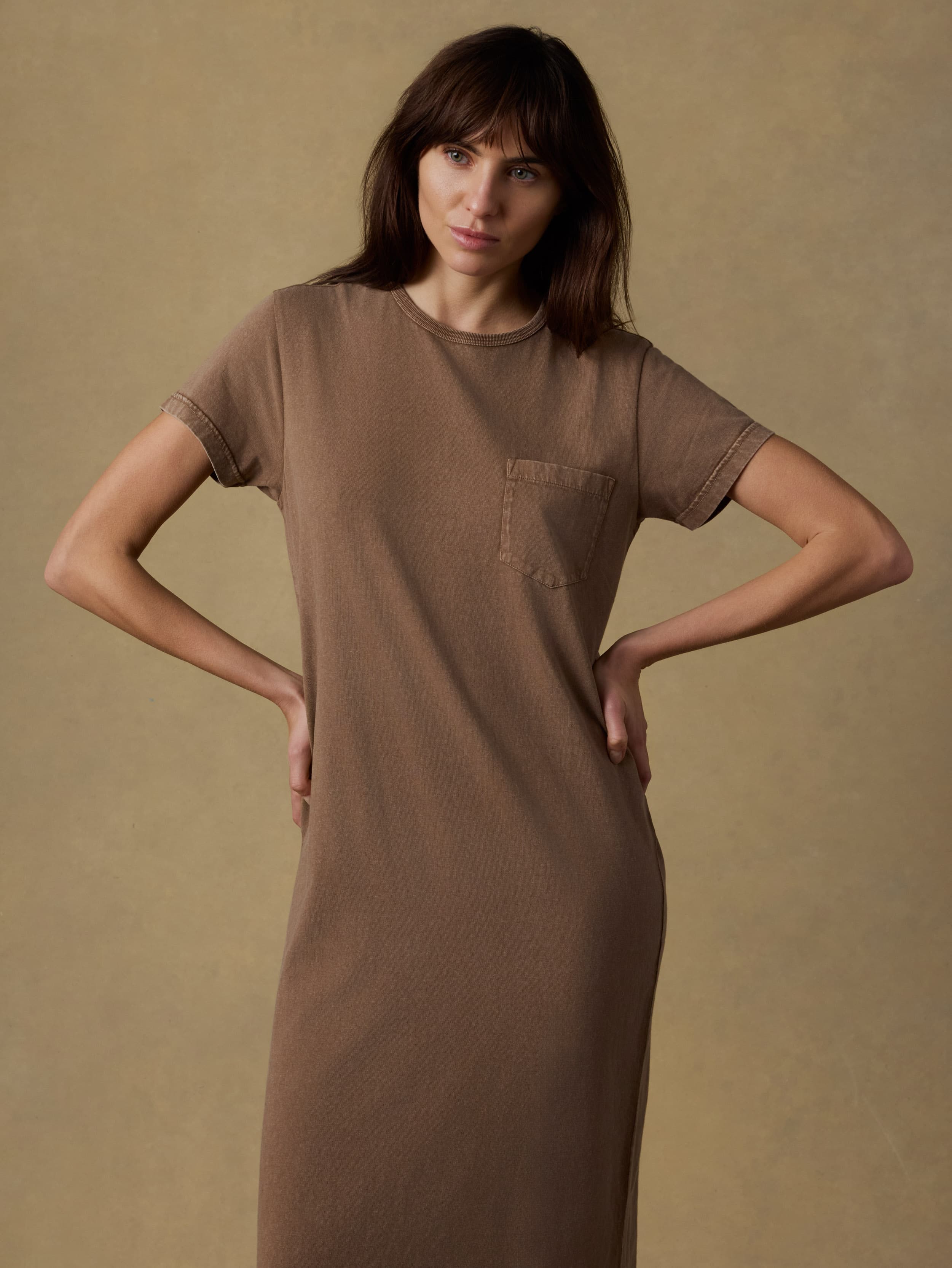Recycled Cotton Jersey T-Shirt Dress - Alpine Brown