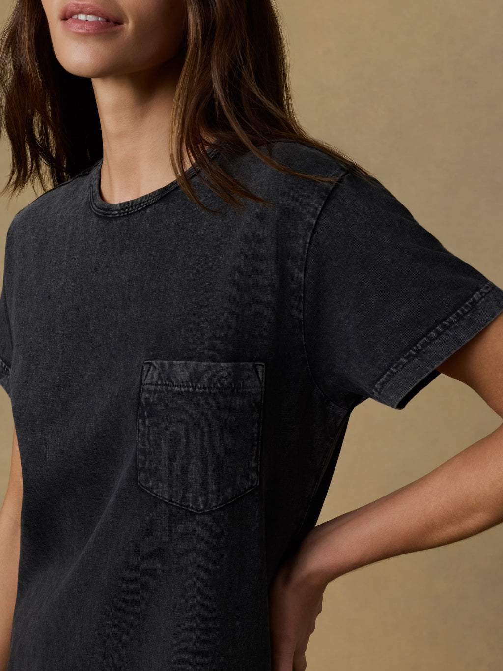 Recycled Cotton Jersey T-Shirt Dress - Washed Black