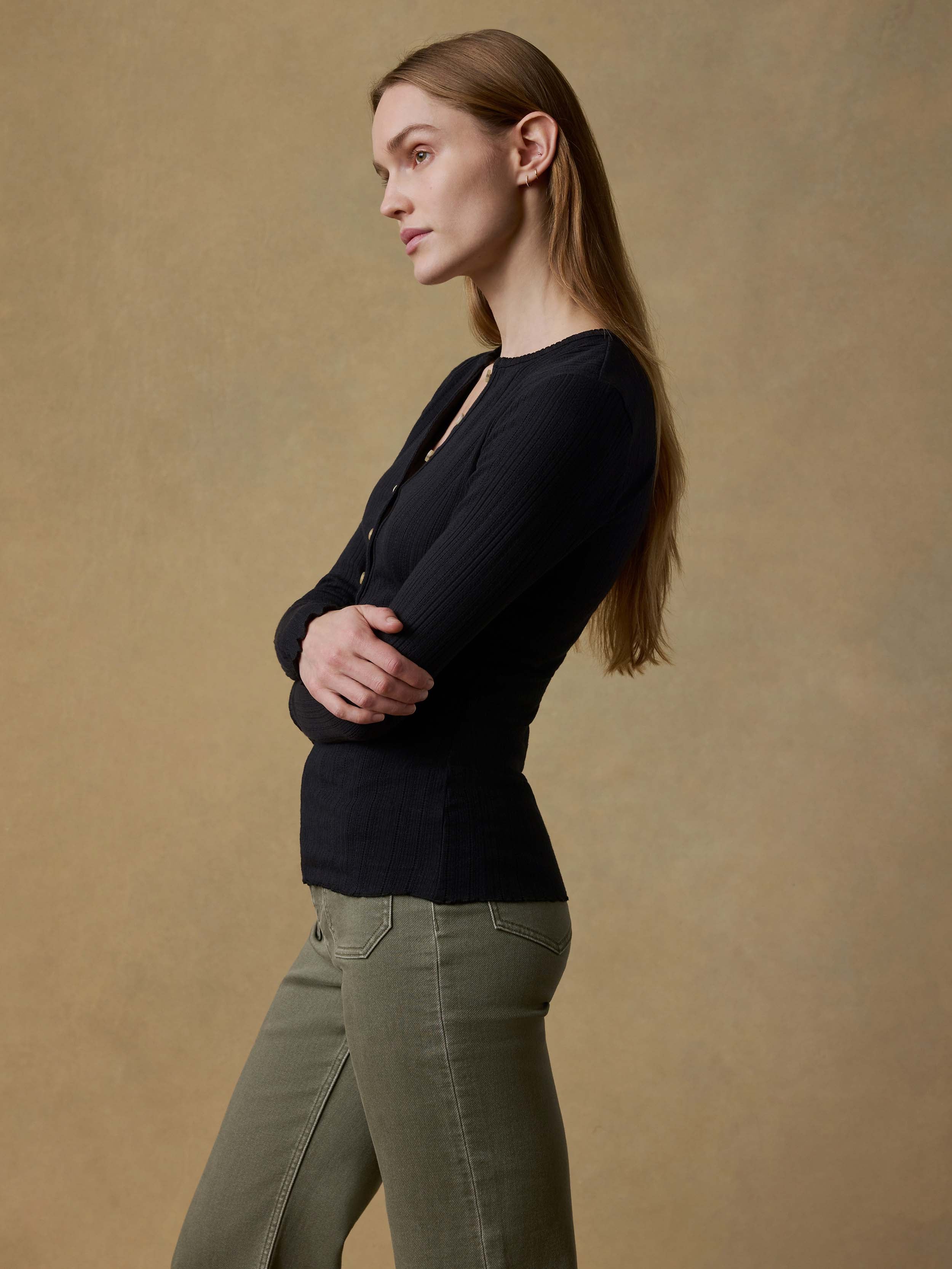 Paradise Pointelle Henley - Black