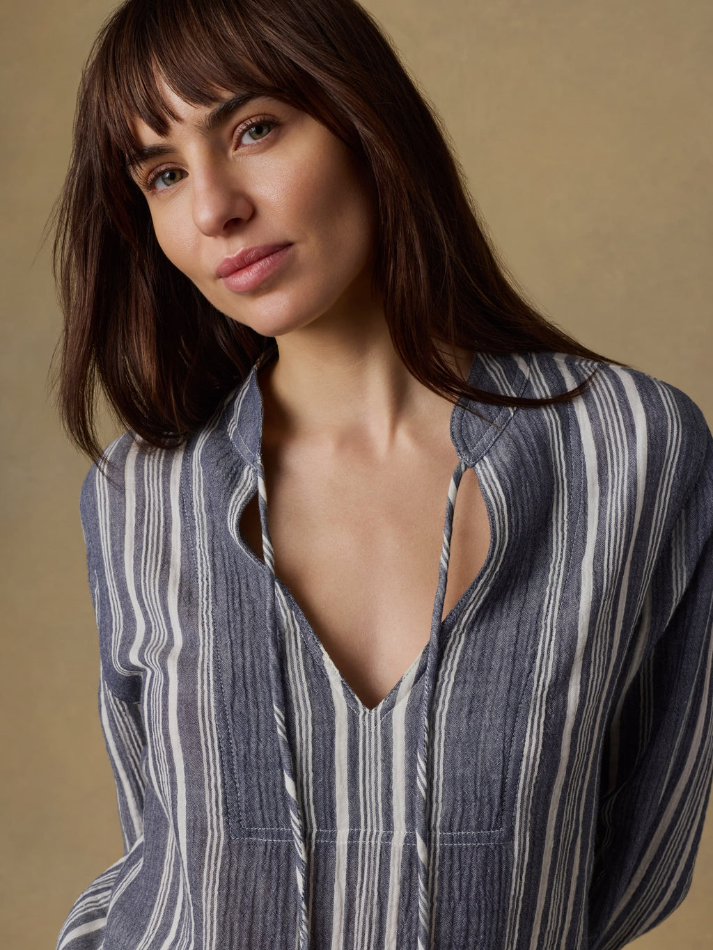 Dune Cotton Gauze Harbor Top - Sea Breeze Stripe