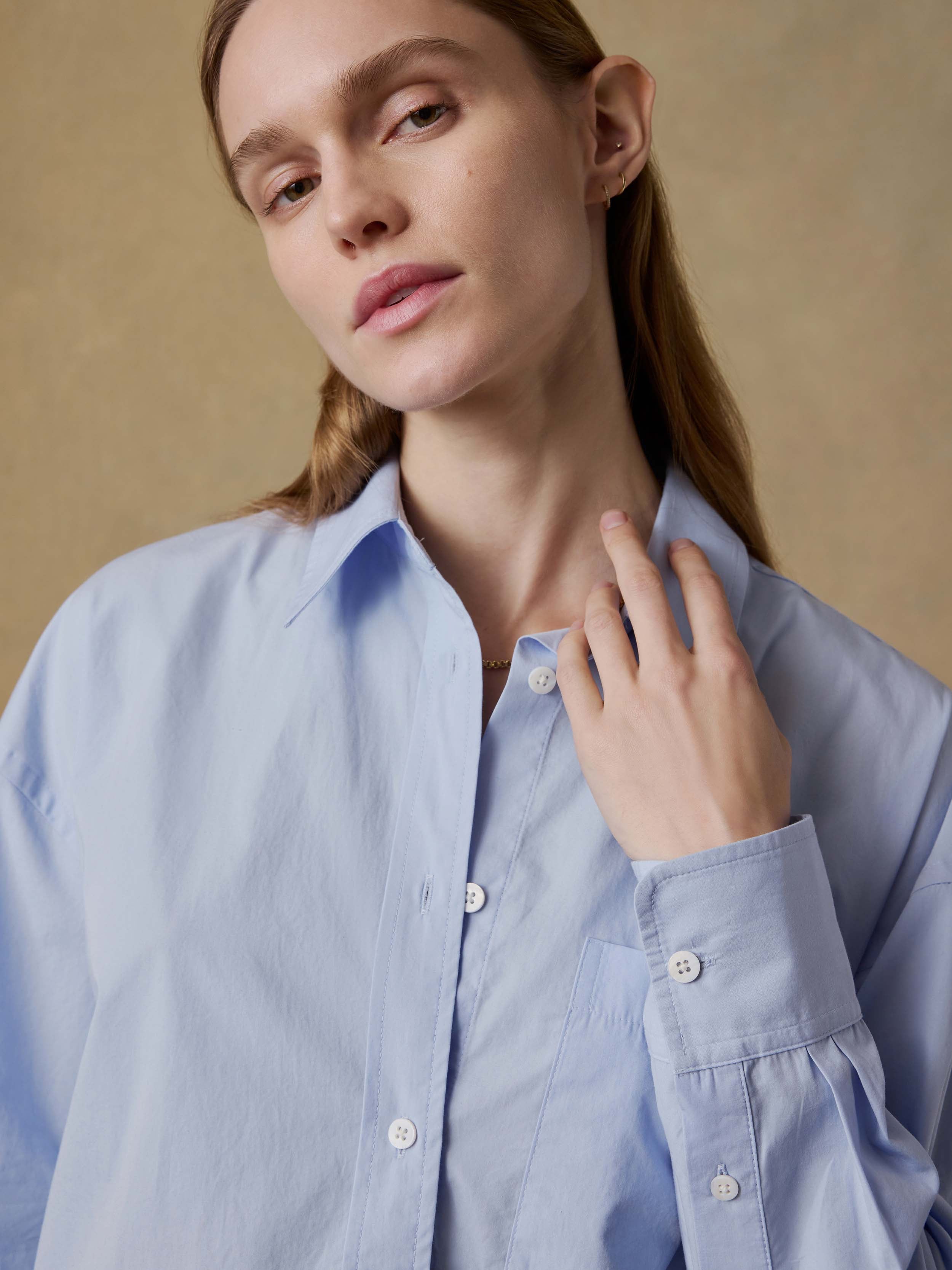 Coastal Poplin Relaxed Shirt - Blue Current