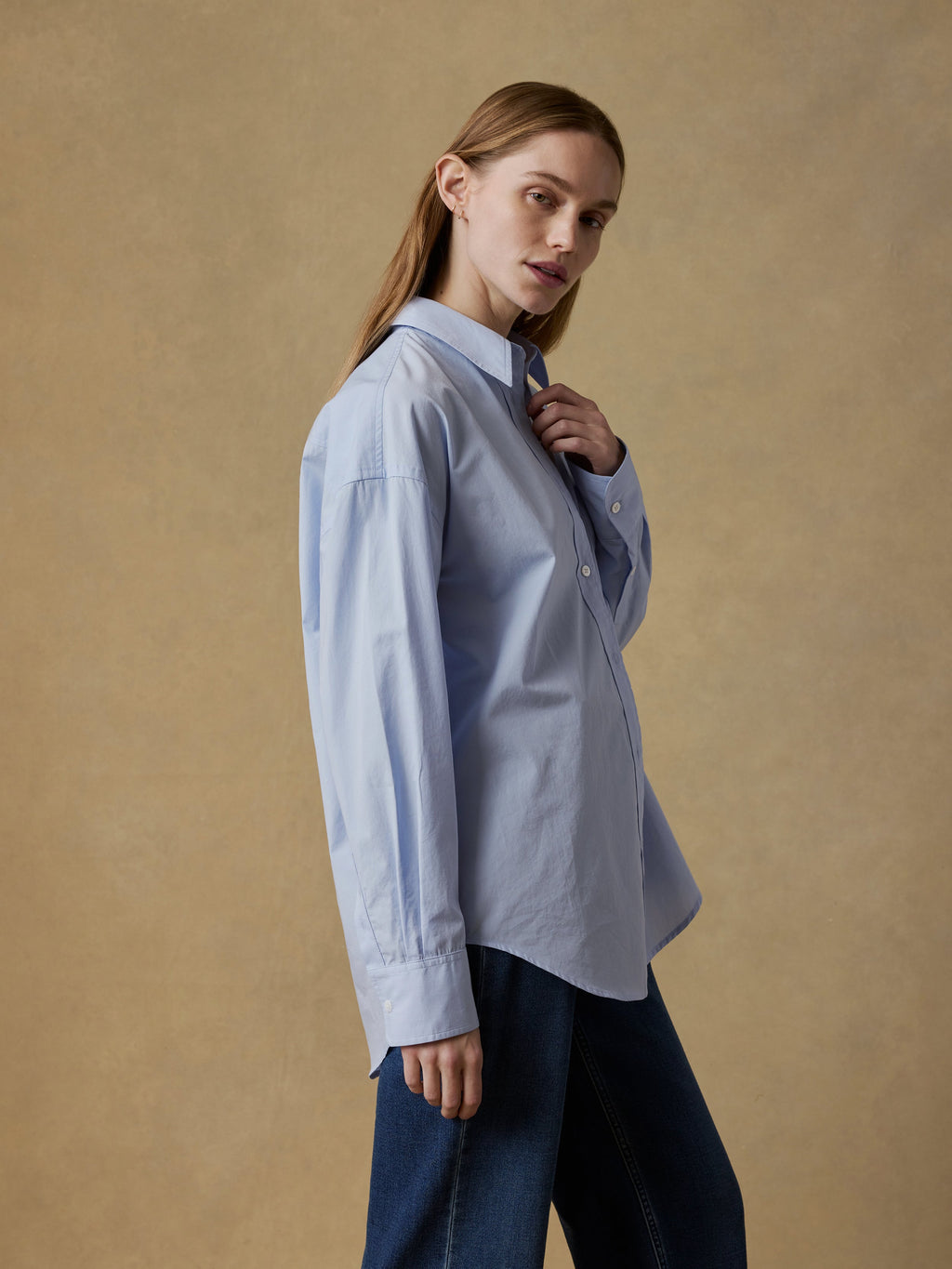 Coastal Poplin Relaxed Shirt - Blue Current