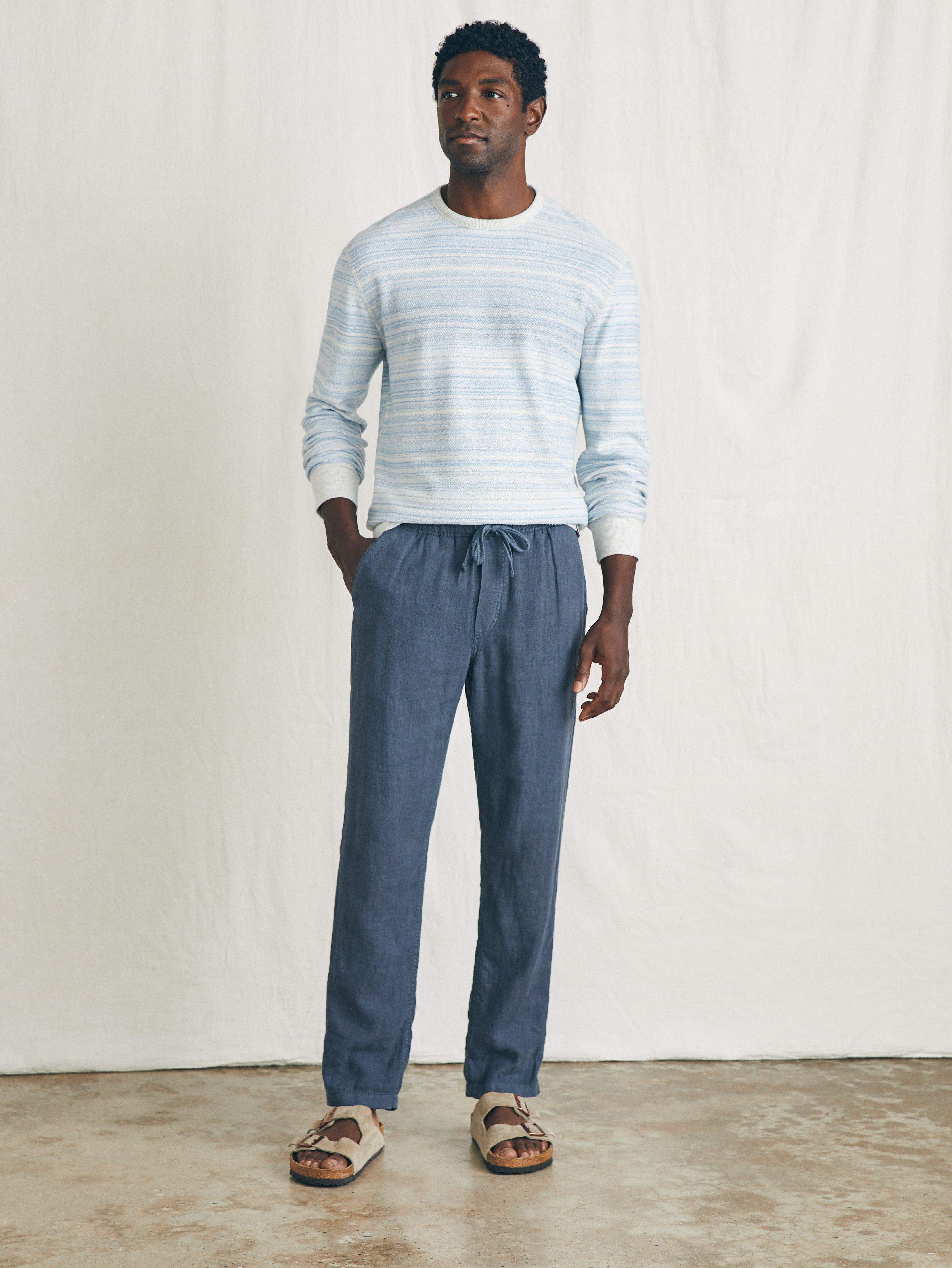 Linen Drawstring Pant - Look Out Navy