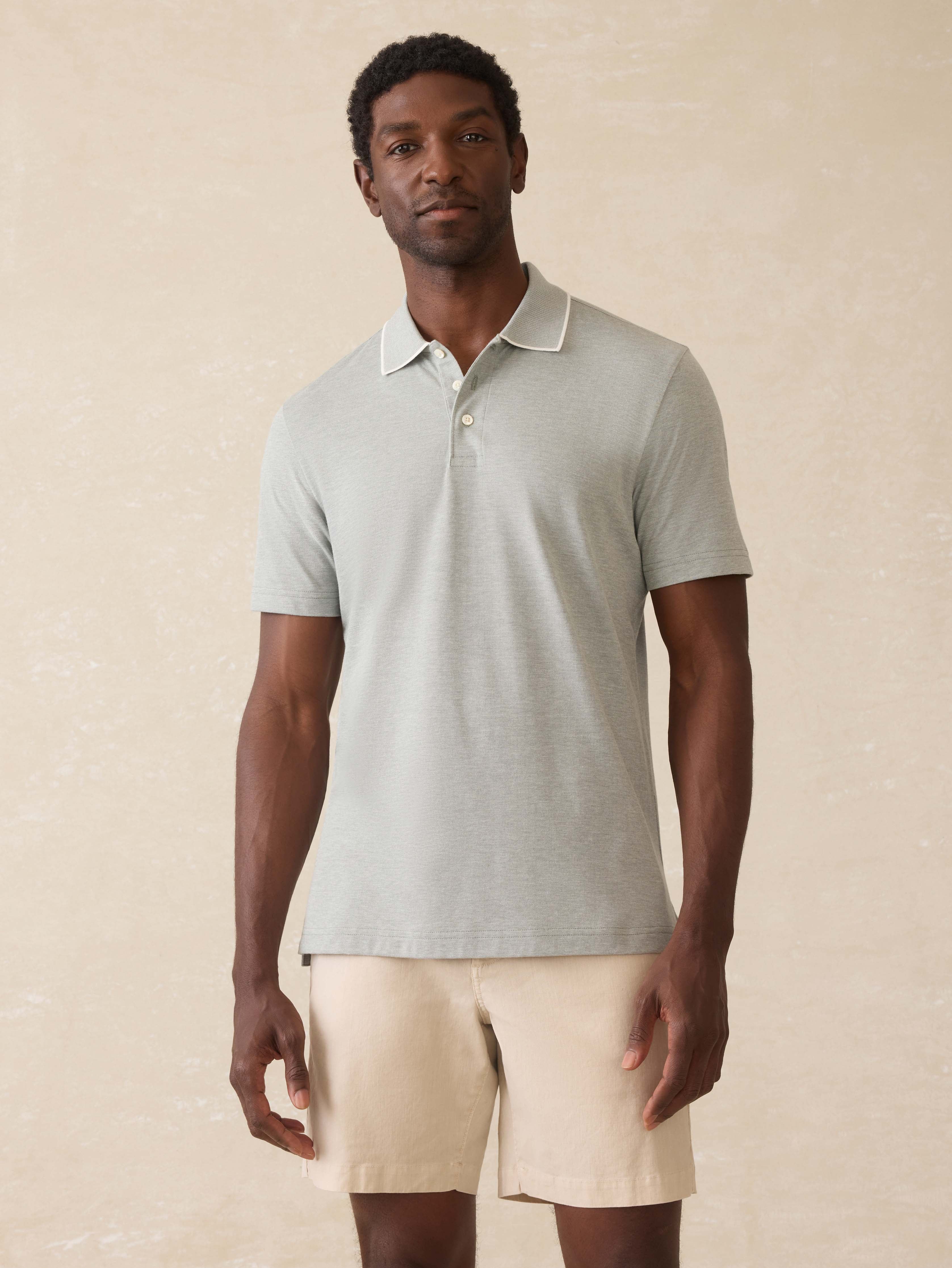 Short-Sleeve Movementâ„?Pique Polo - Moss Stone Melange