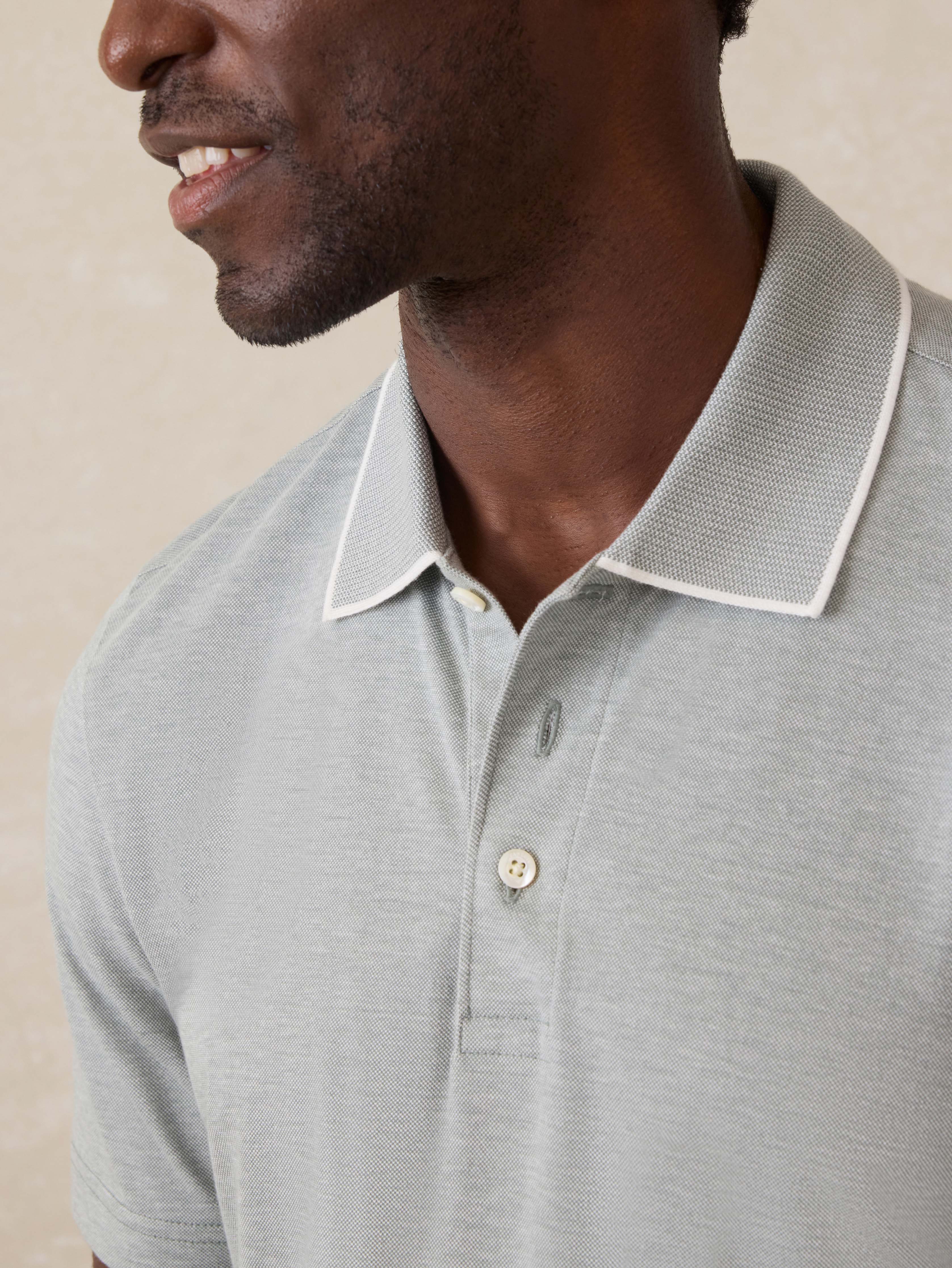 Short-Sleeve Movementâ„?Pique Polo - Moss Stone Melange