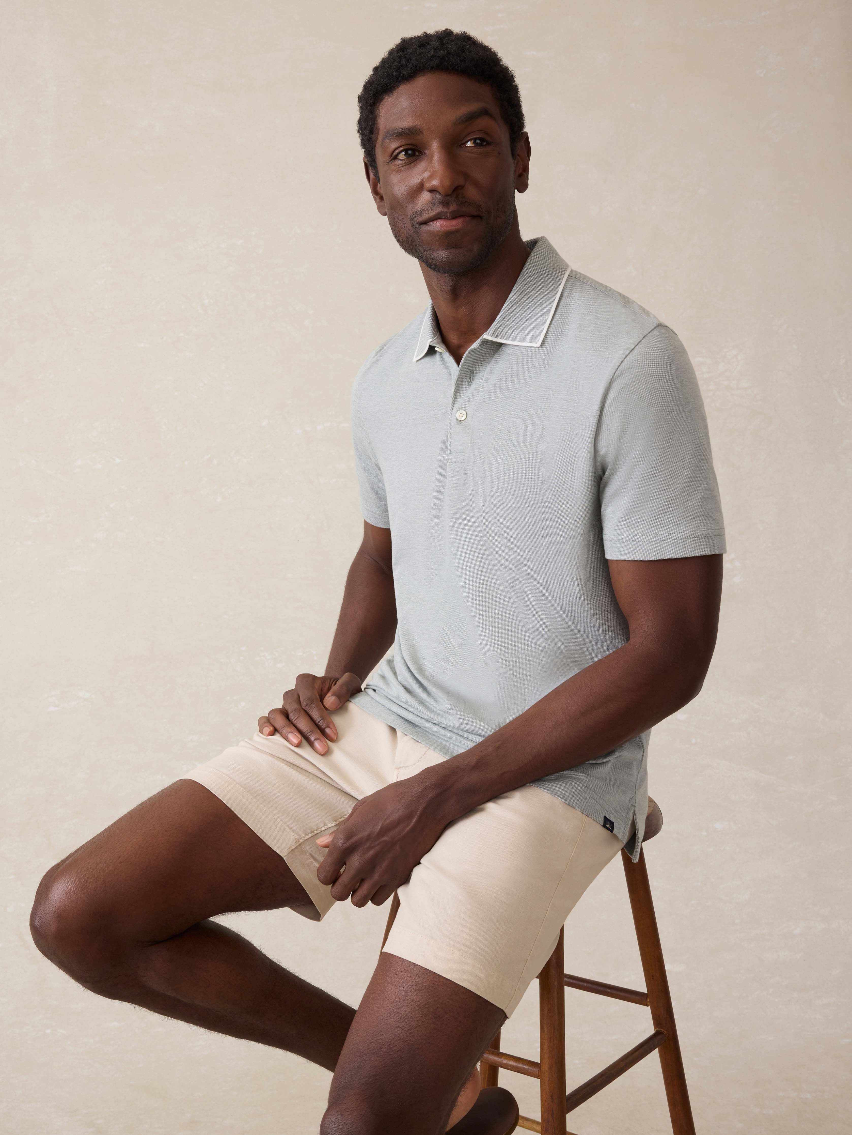 Short-Sleeve Movementâ„?Pique Polo - Moss Stone Melange