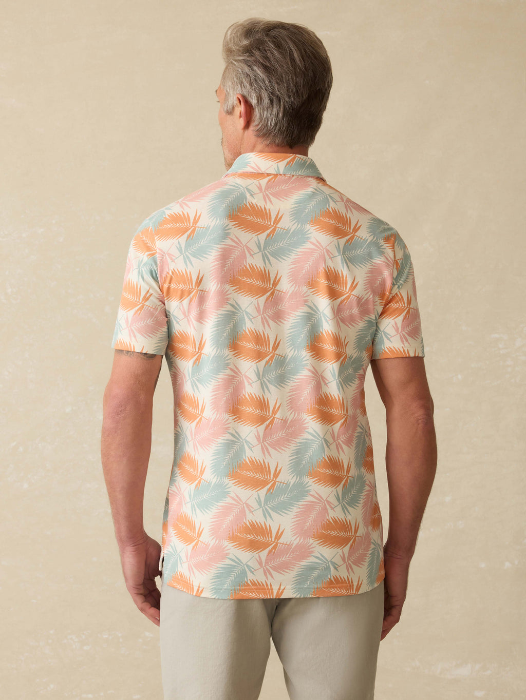 Short-Sleeve Movementâ„?Pique Polo - Ivory Paradise Palm