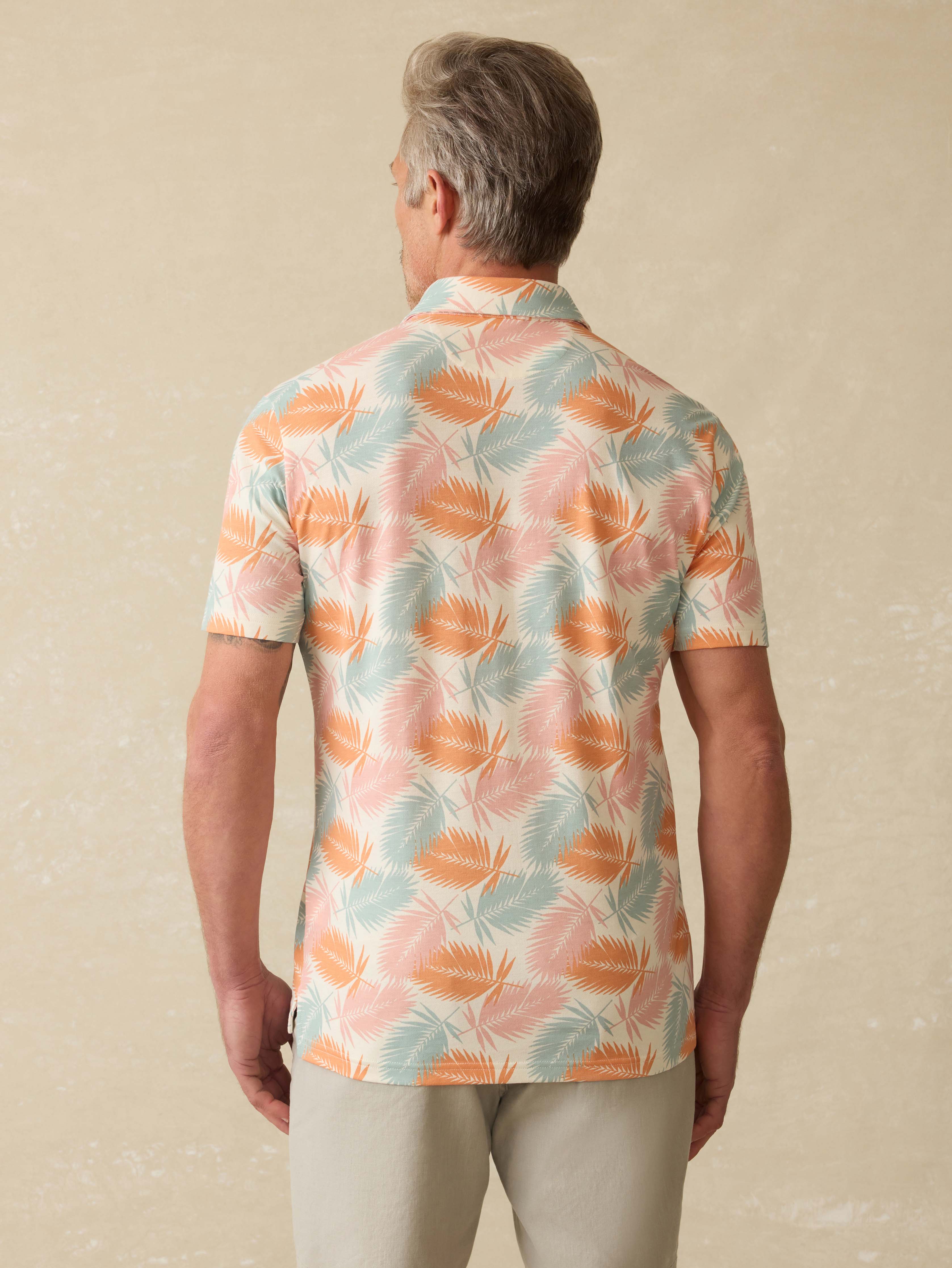 Short-Sleeve Movementâ„?Pique Polo - Ivory Paradise Palm