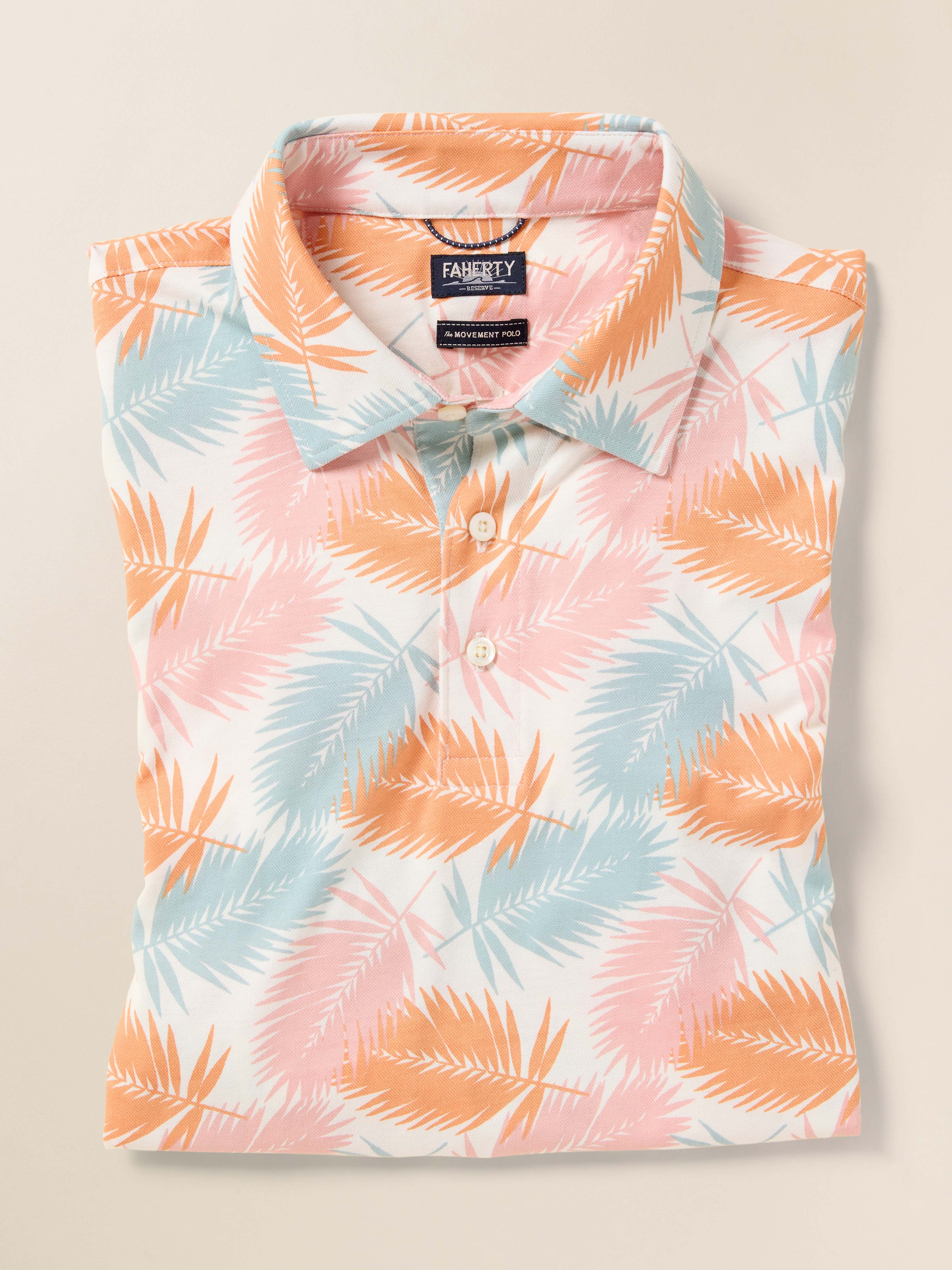 Short-Sleeve Movementâ„?Pique Polo - Ivory Paradise Palm
