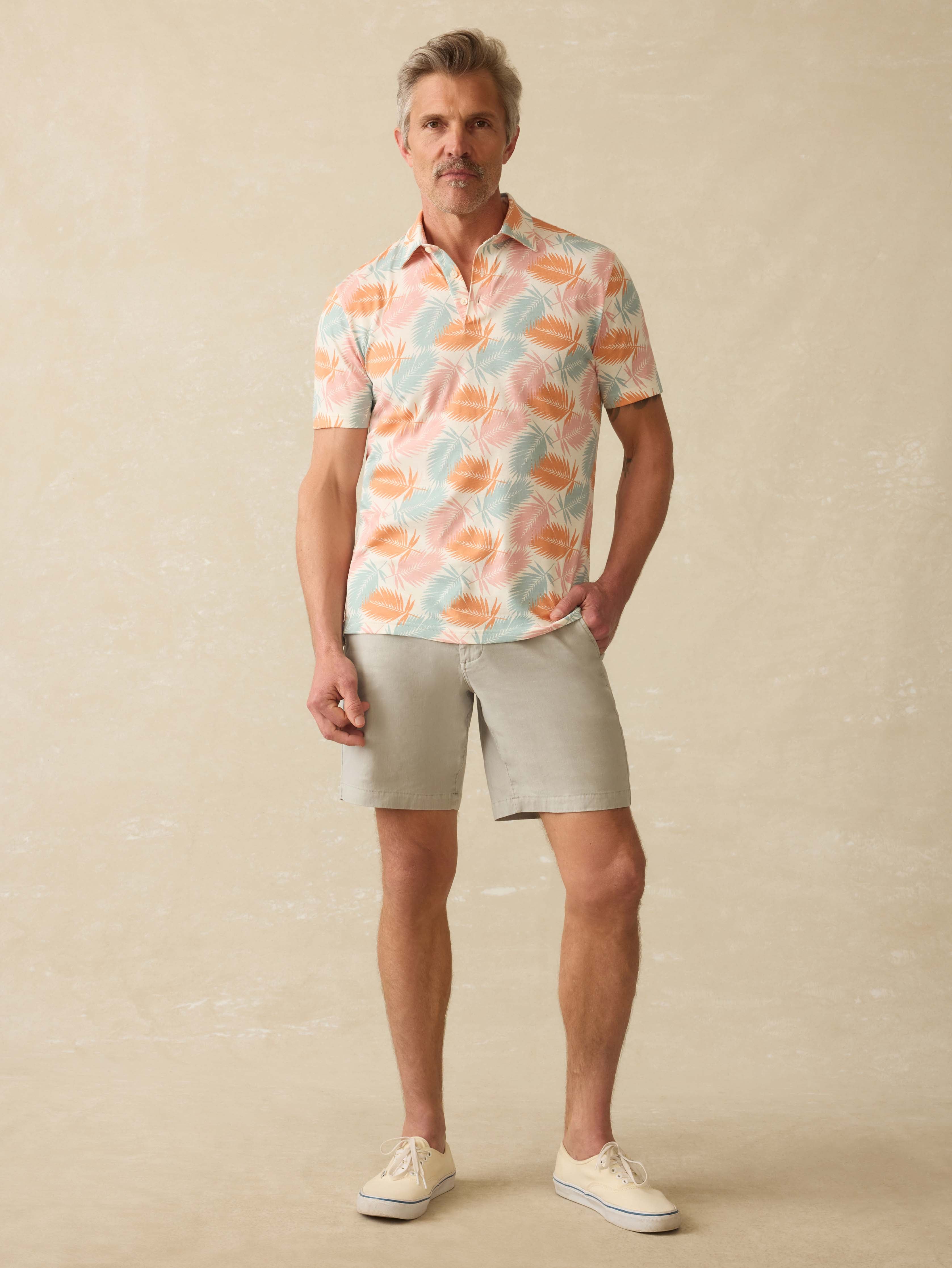 Short-Sleeve Movementâ„?Pique Polo - Ivory Paradise Palm