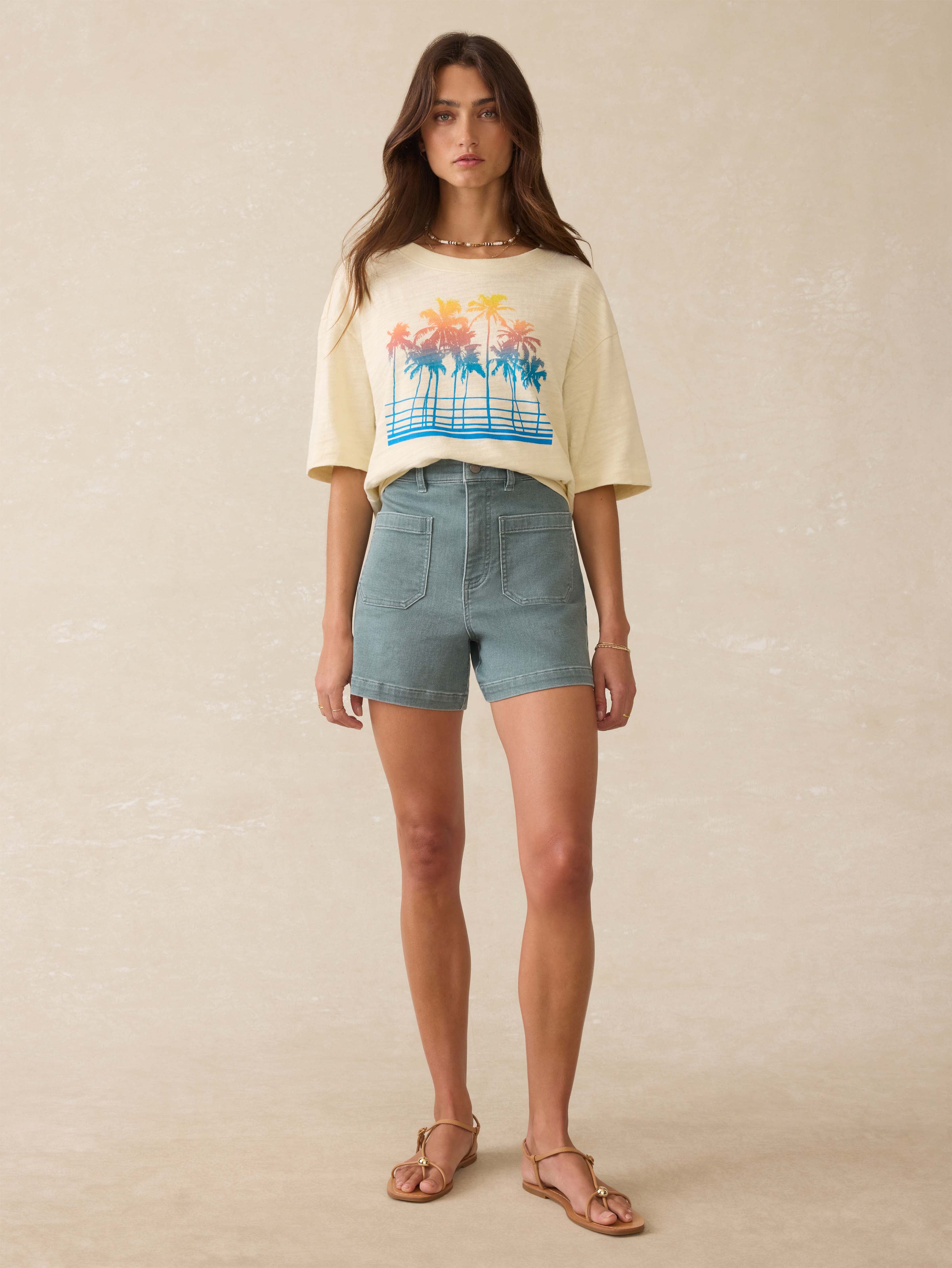Stretch Terry Patch Pocket Short - Ocean Glass