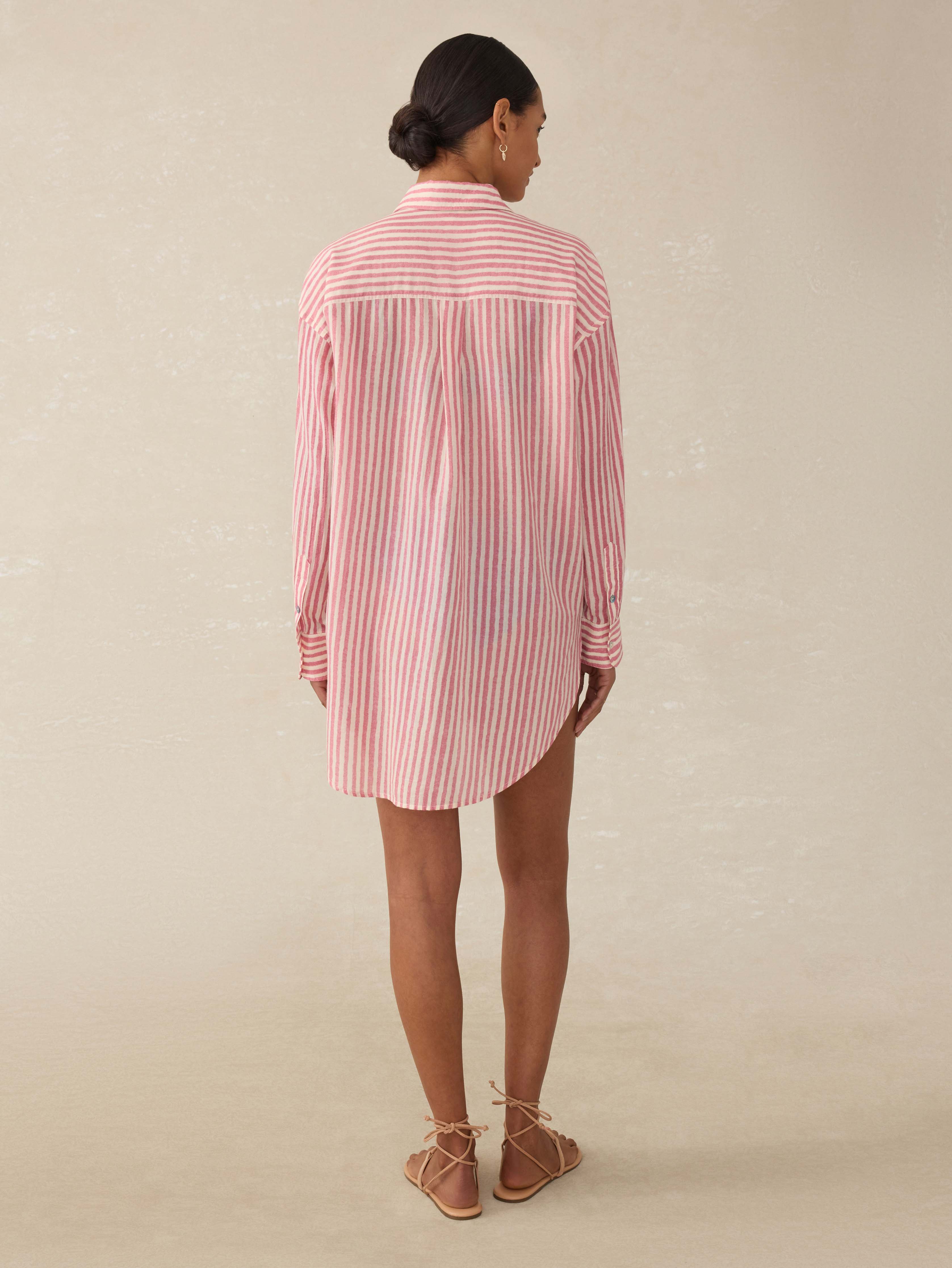 Haze Shirtdress - Rose Watercolor Stripe
