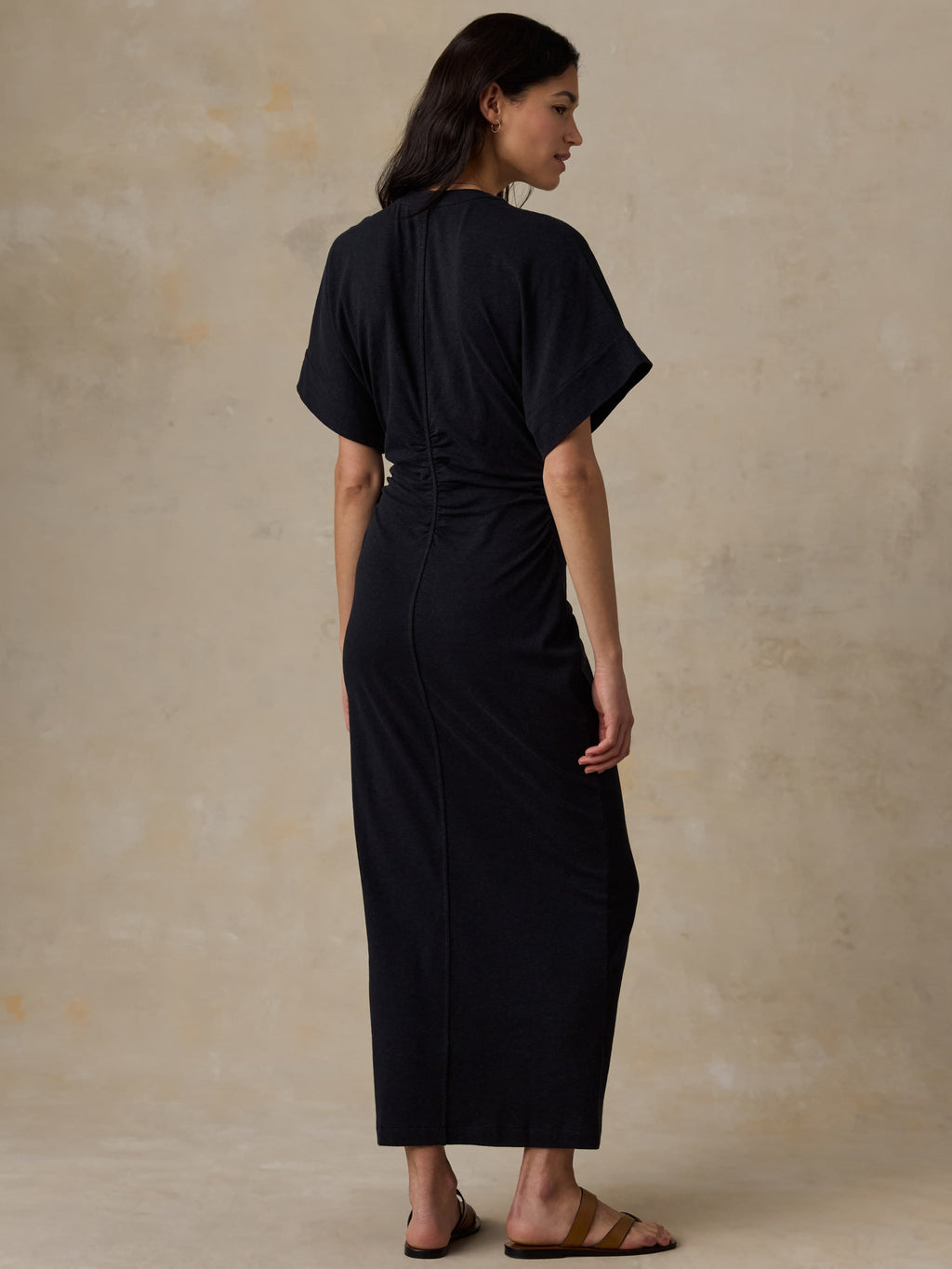 Cotton Hemp Maxi Dress - Black
