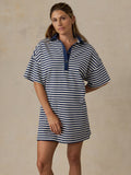 Recycled Cotton Knit Dress - Shadow Bay Stripe