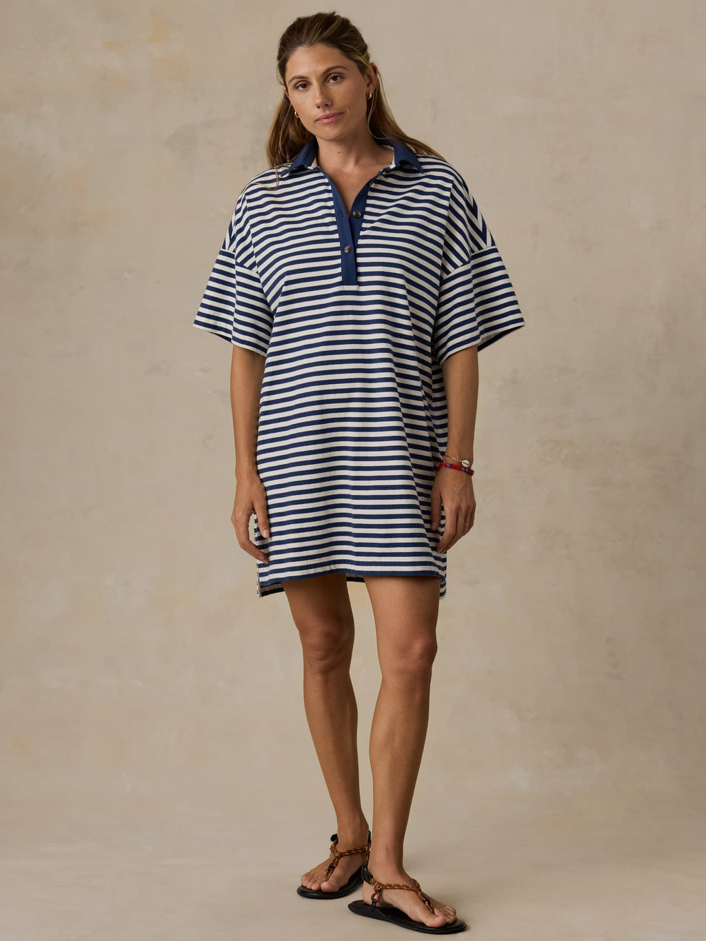 Recycled Cotton Knit Dress - Shadow Bay Stripe