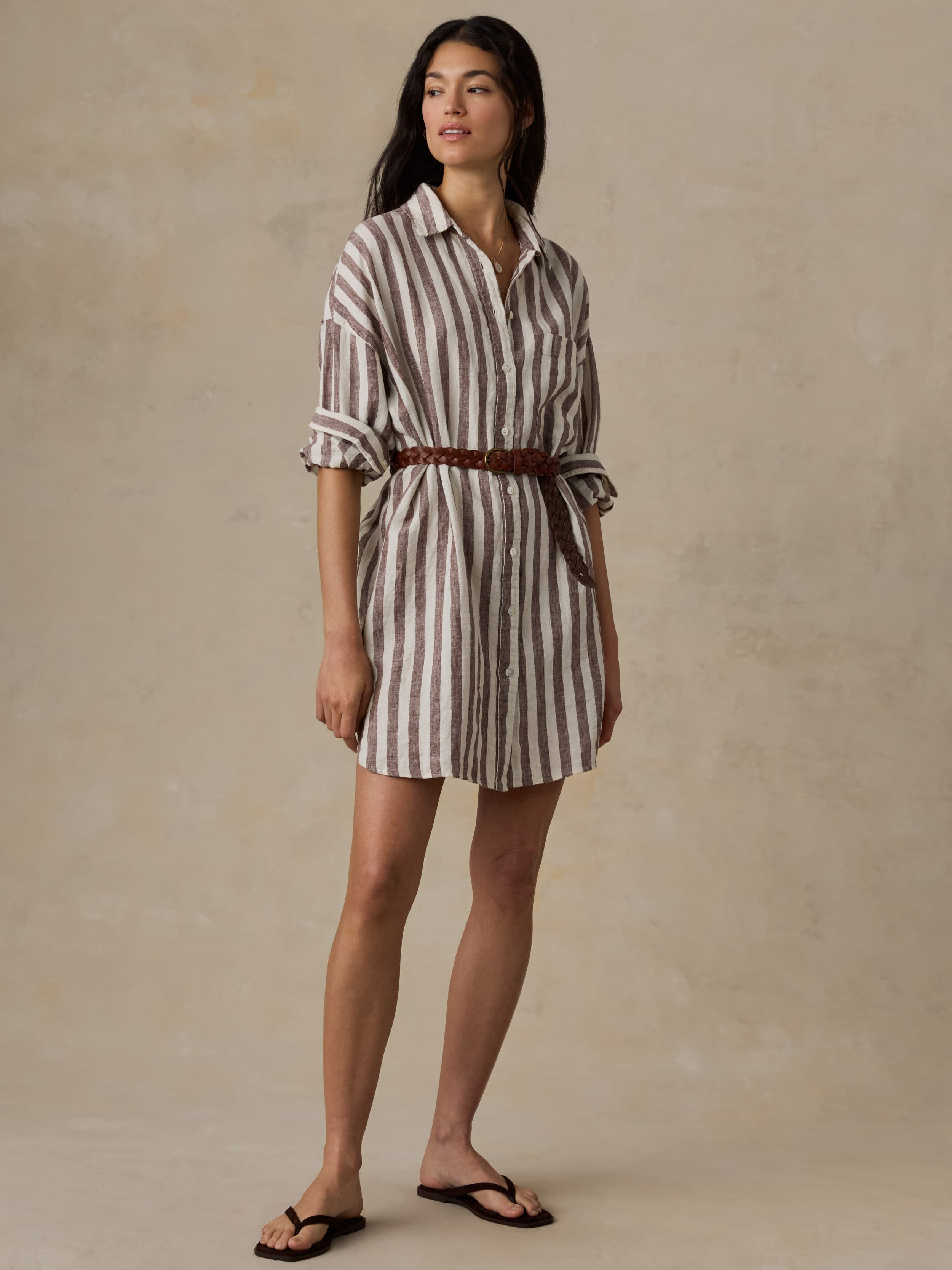 Laguna Linen Kova Shirtdress - Sandy Horizon Stripe