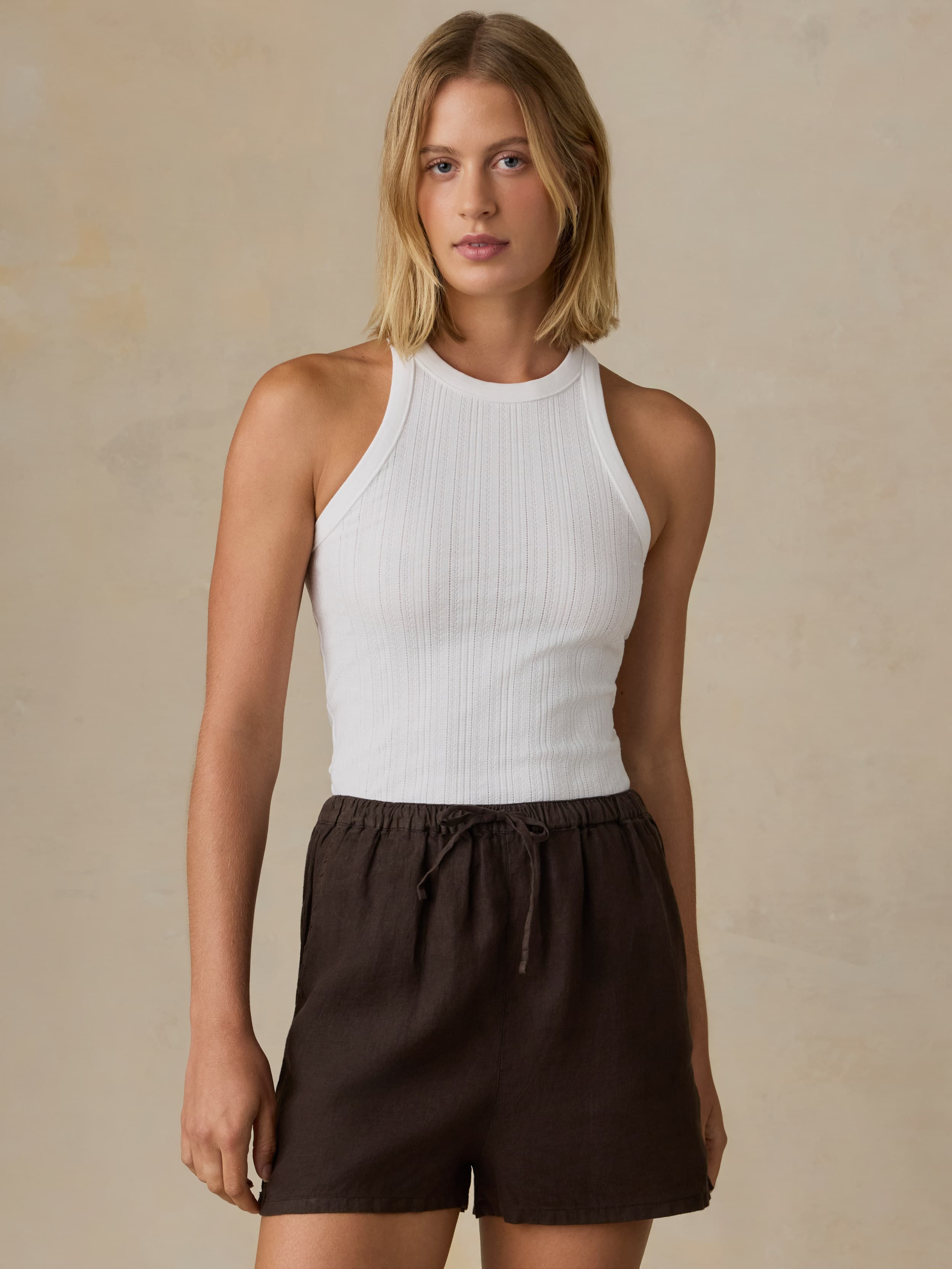 Paradise Pointelle Tank - White