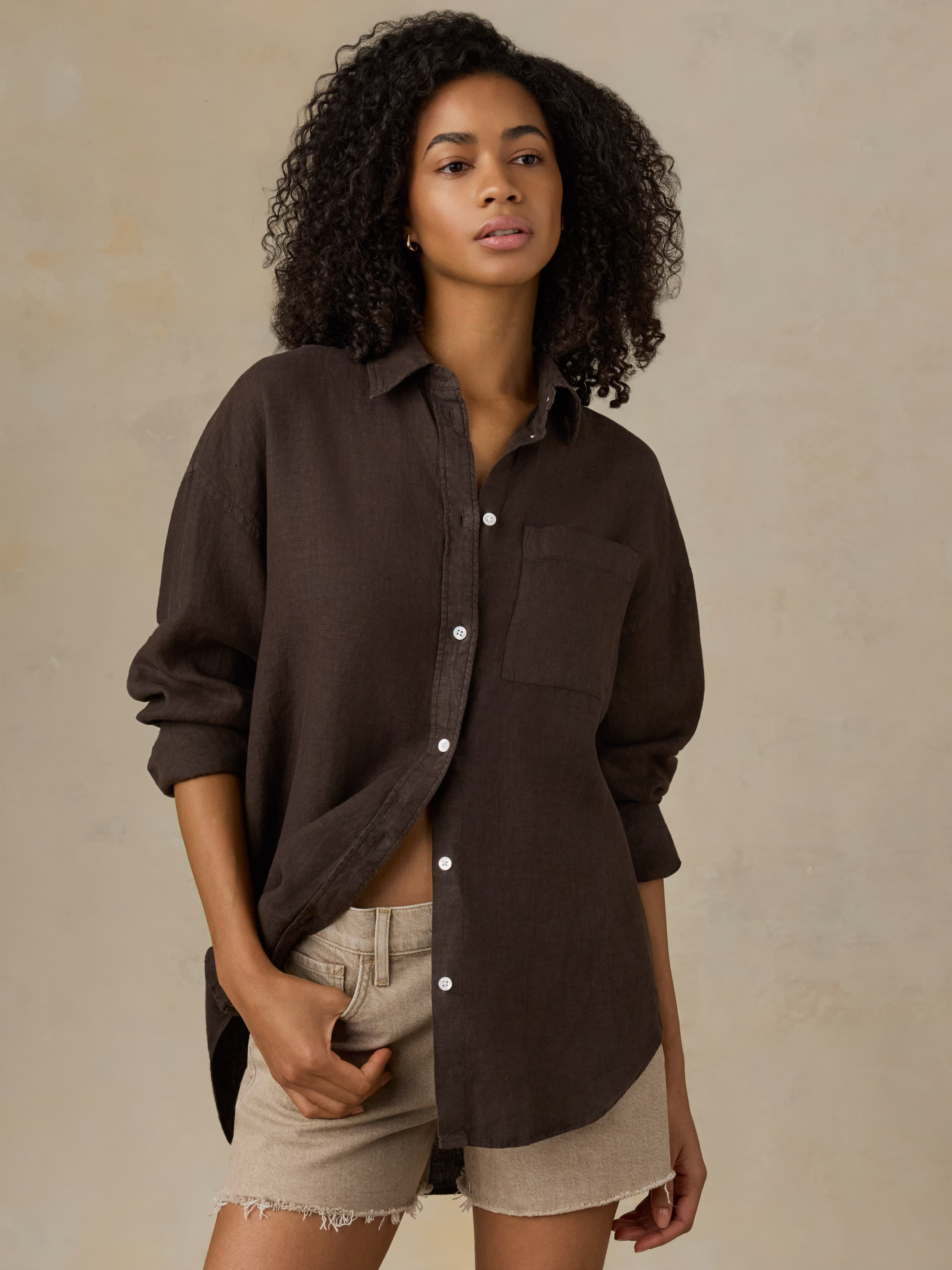 Laguna Linen Relaxed Shirt - Demitasse